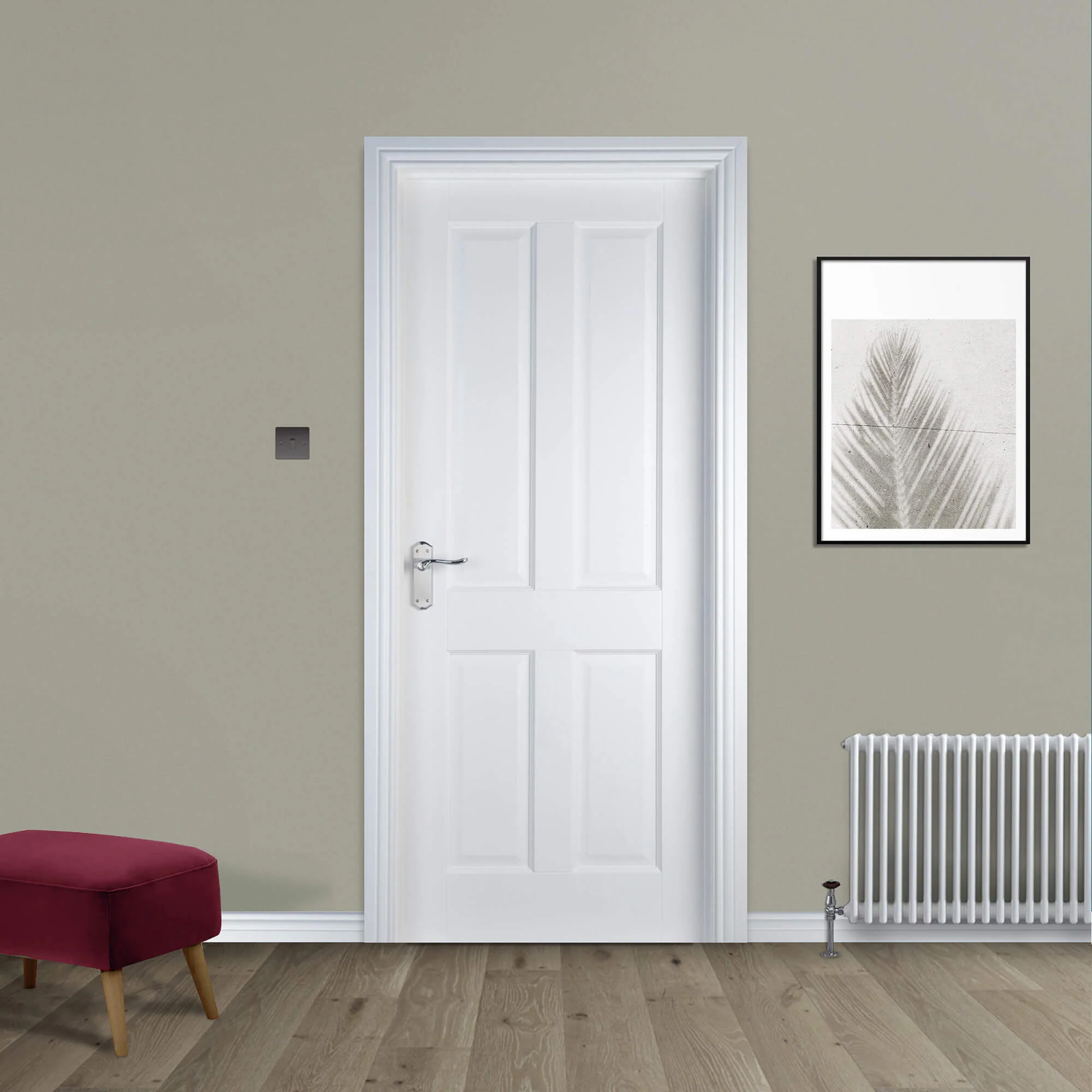 4 Panel White Primed Door (40mm) - Image 4