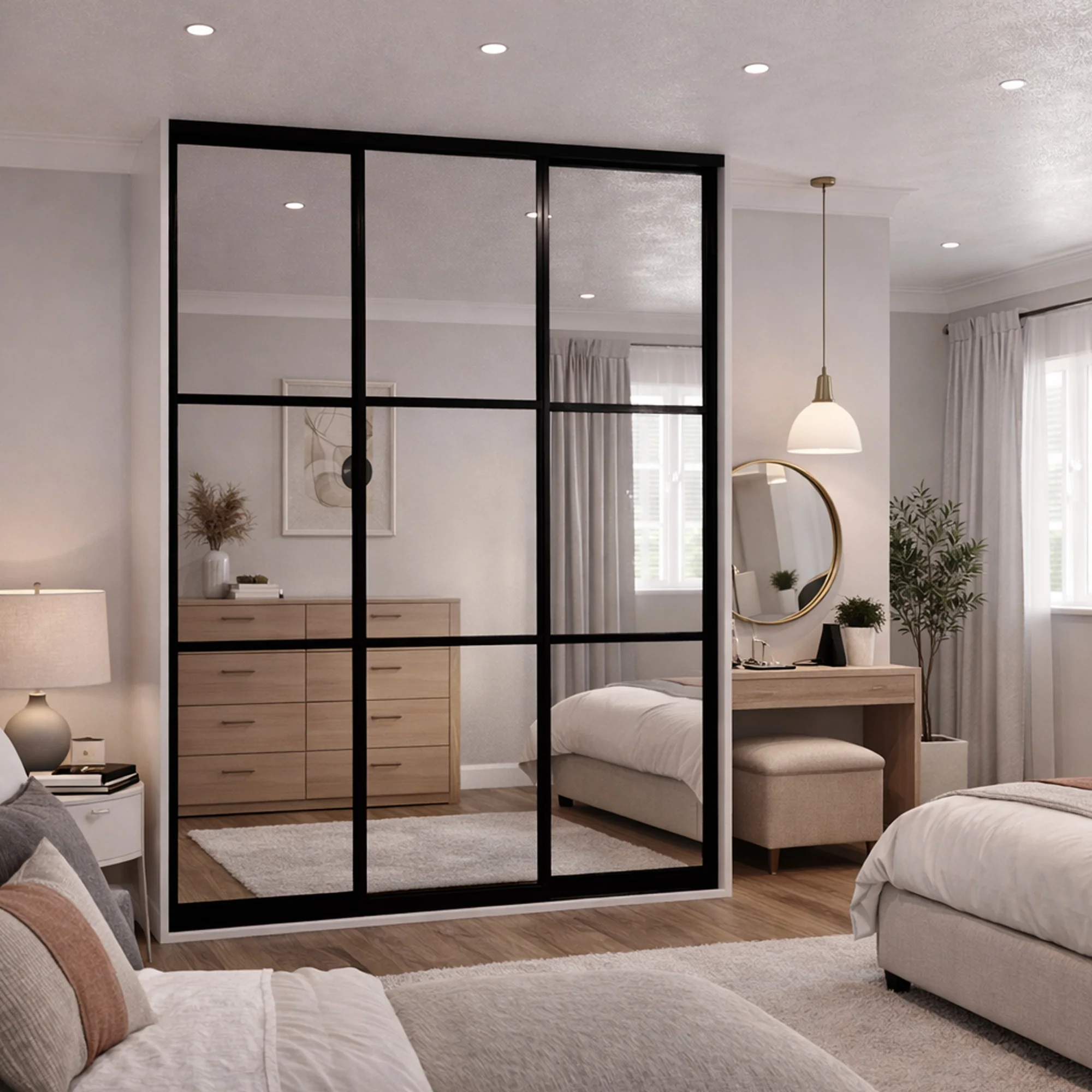 Black Framed Mirror Doors - Image 3