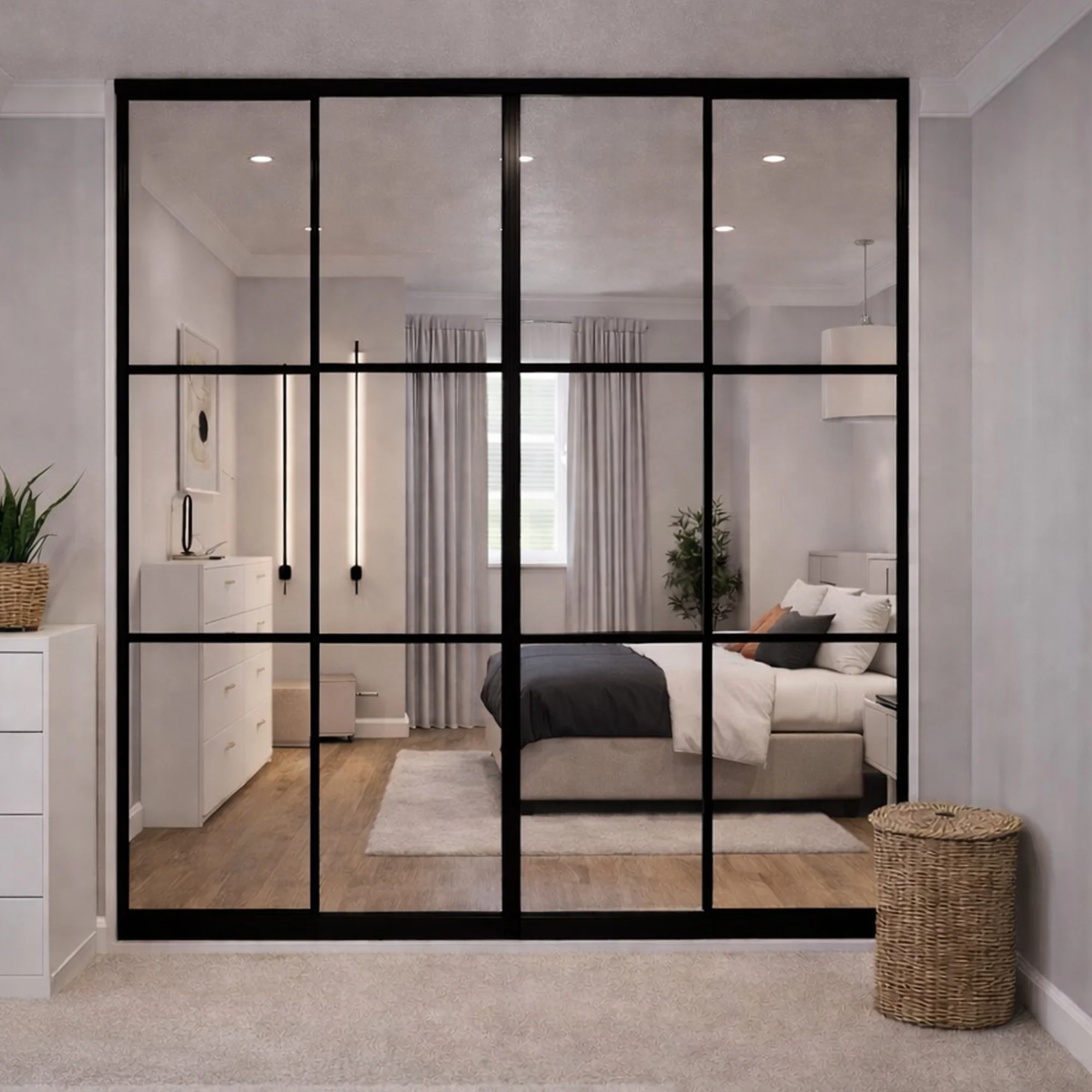 Black Framed Mirror Doors - Image 4
