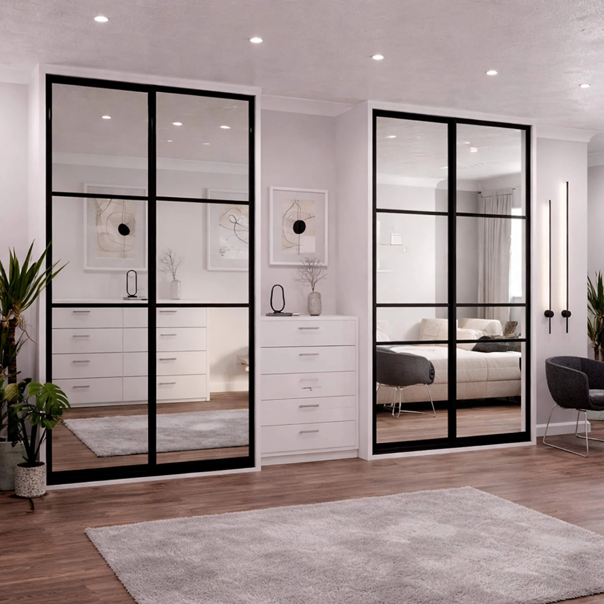 Black Framed Mirror Doors - Image 5
