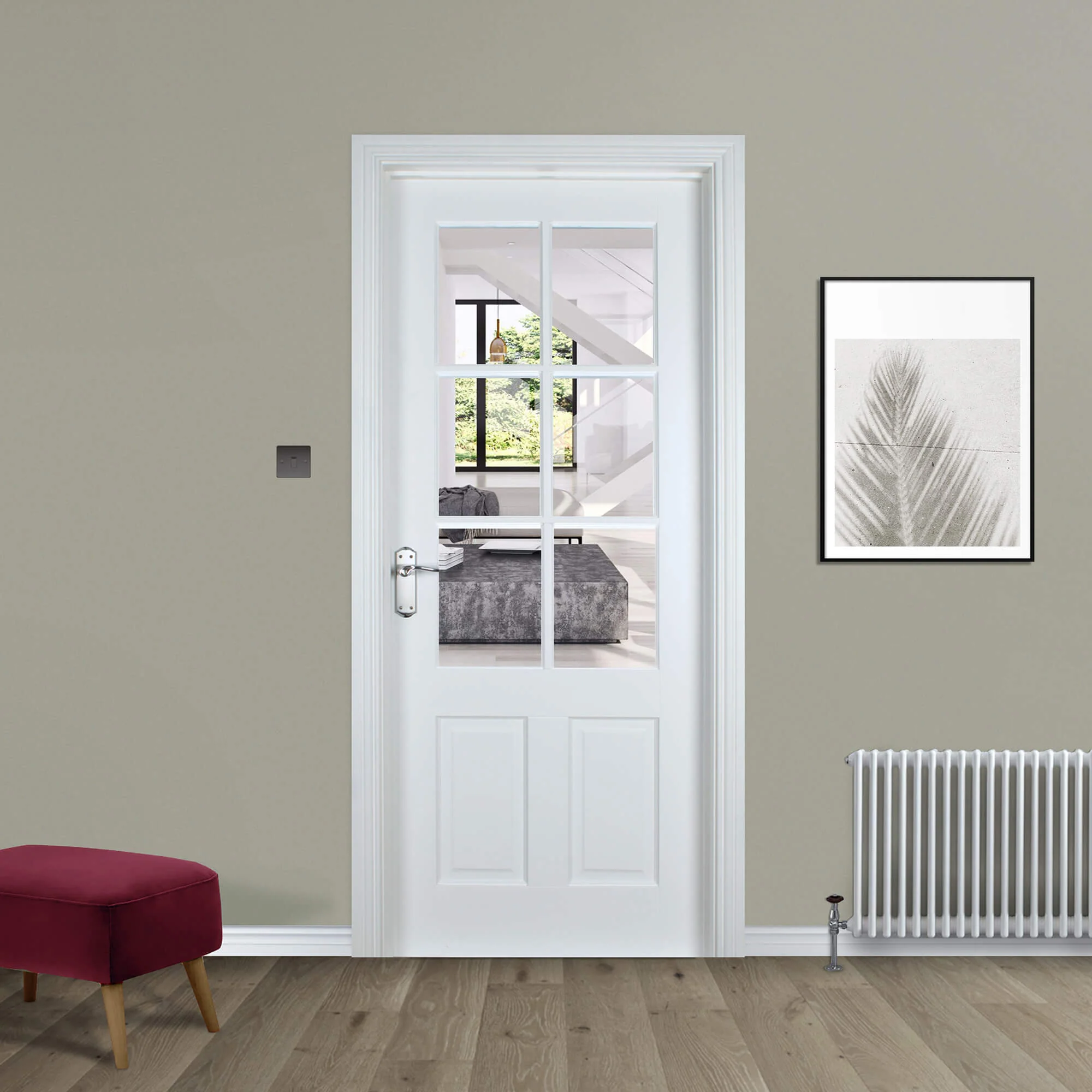 Cambridge White Primed 6 Lite Pre-Glazed Door (40mm) - Image 4