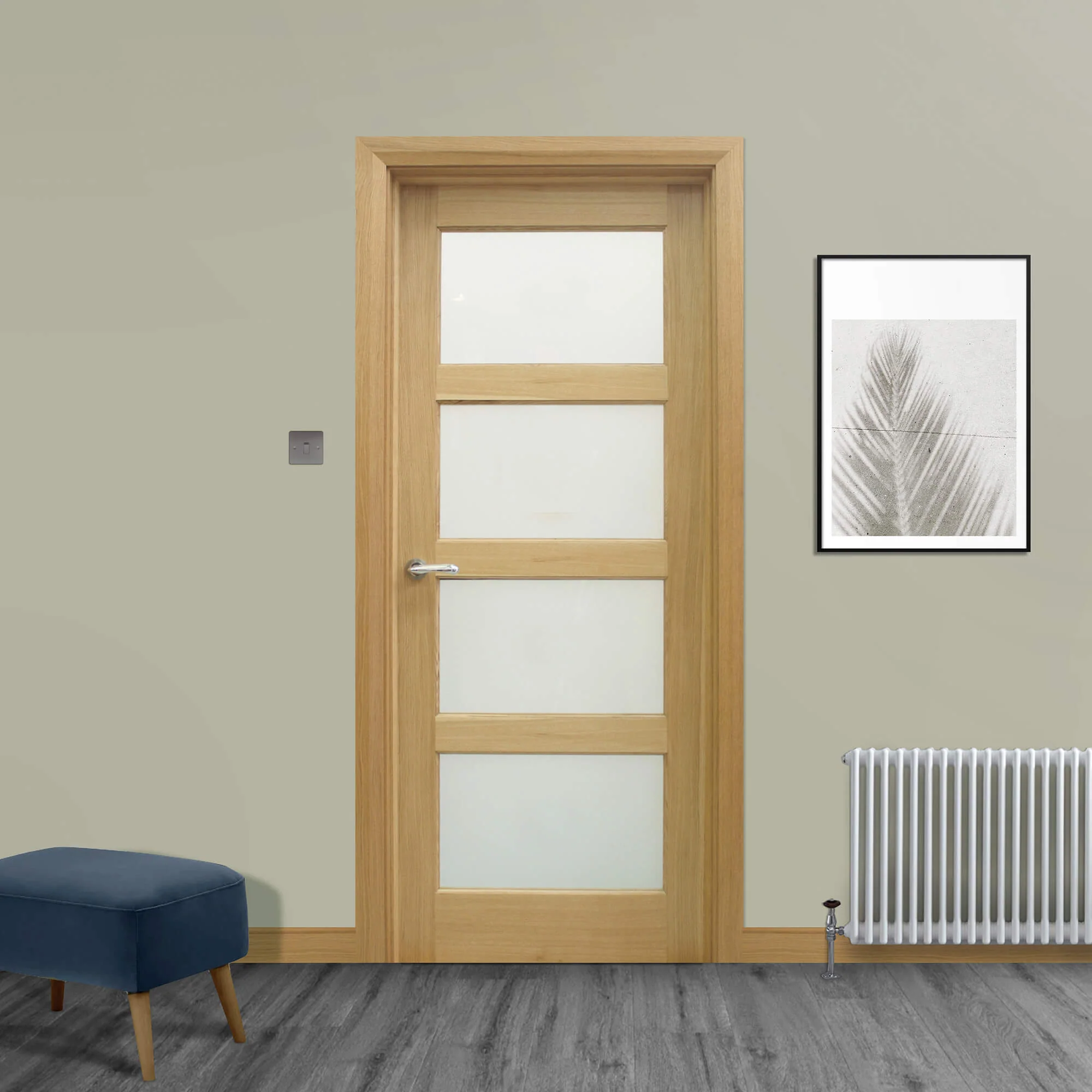 Contemporary White Oak 4 Lite Unglazed Door (40mm) - Image 4