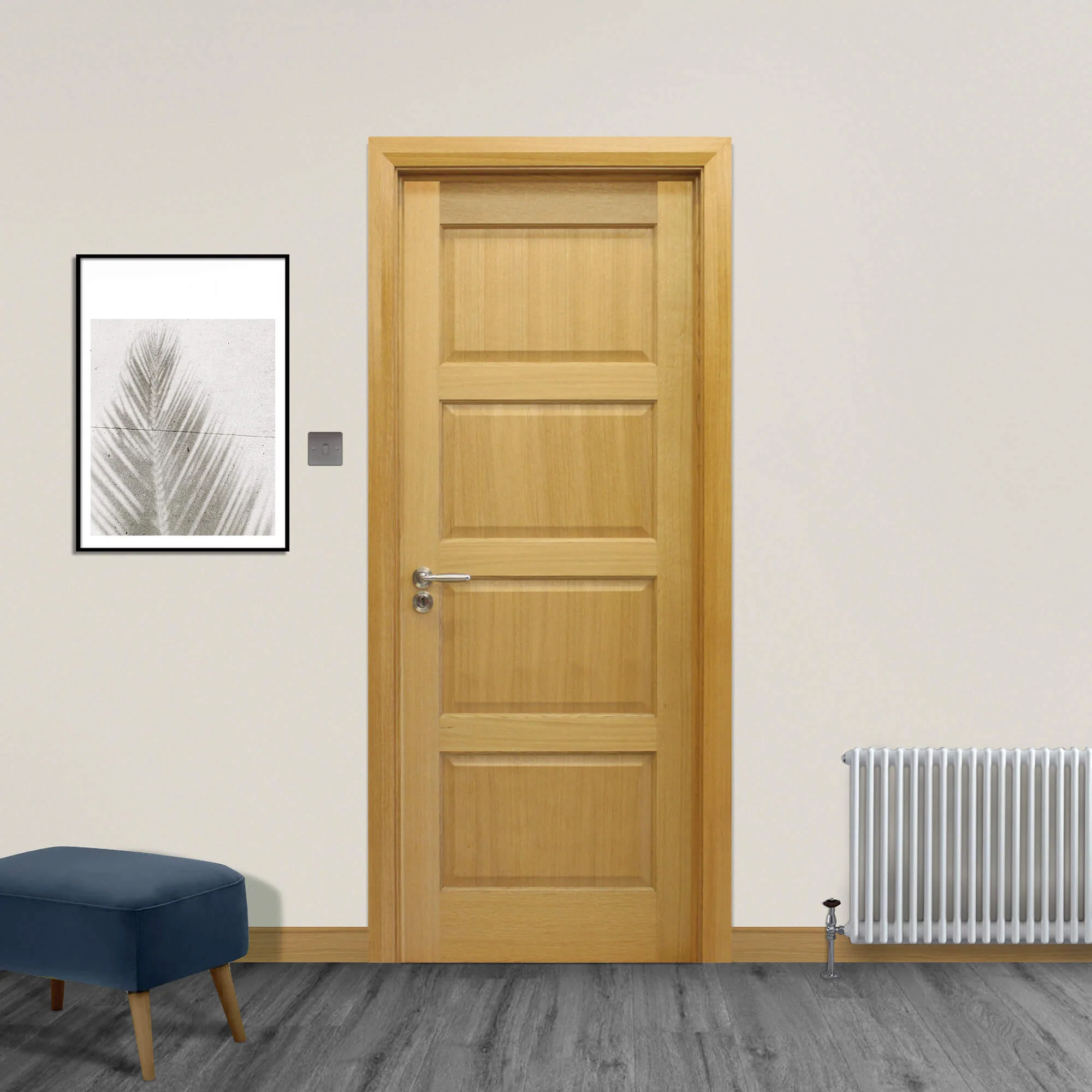 Contemporary White Oak 4 Panel Door (40mm) - Image 4