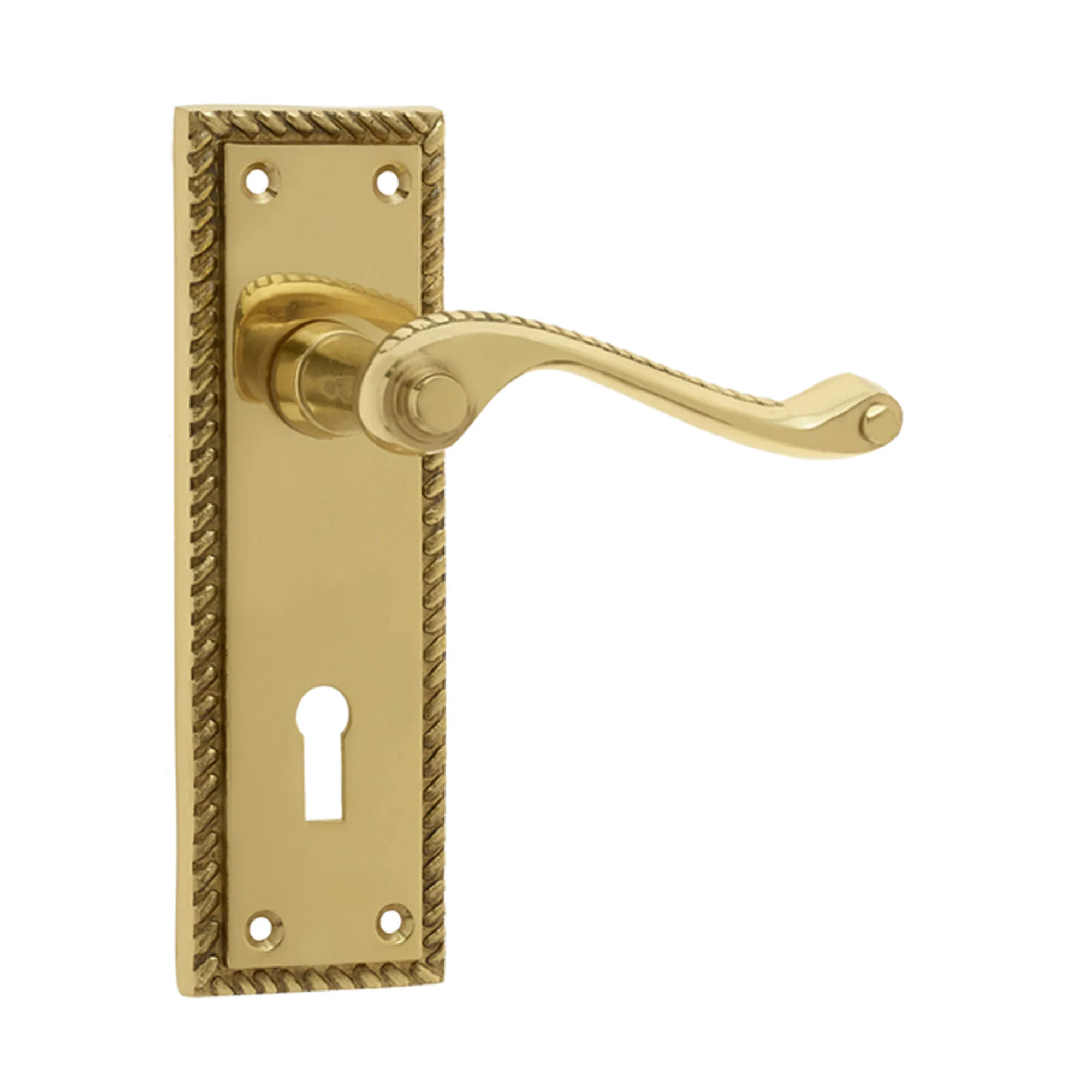 Contract Georgian Brass Scroll Backplate Handle - Image 2