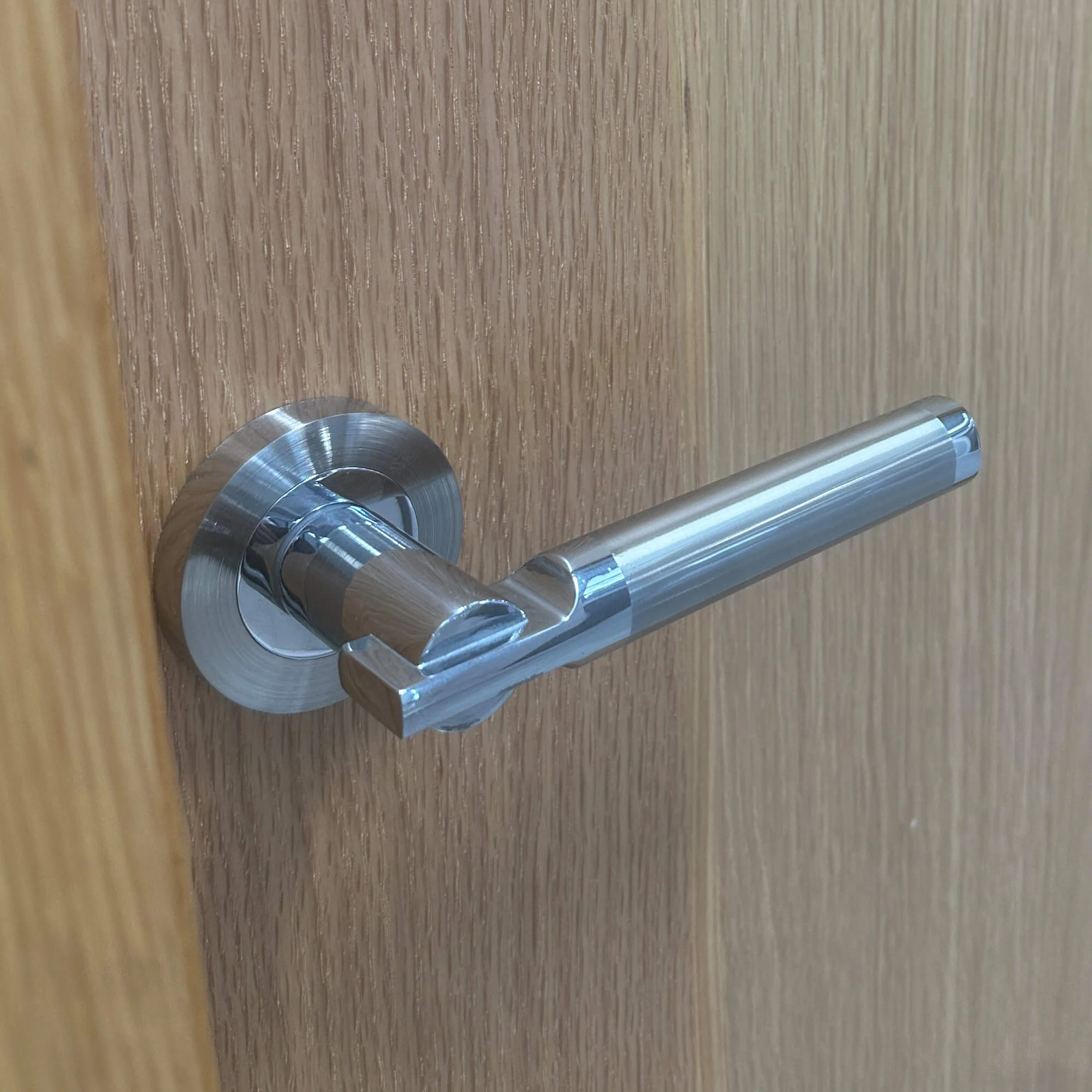 Cumulus Nickel Brushed & Polished Chrome Round Rose Handle - Image 2