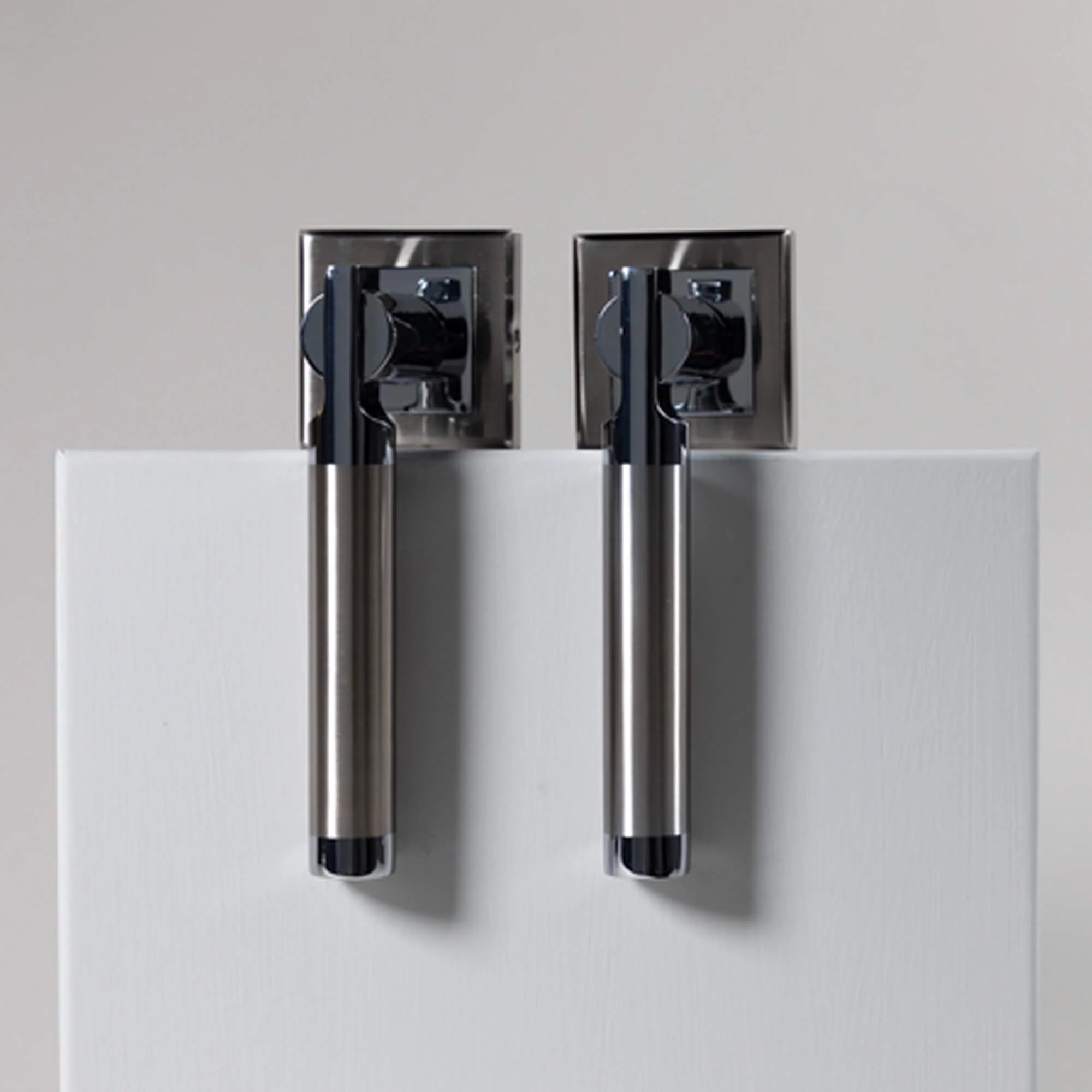 Cumulus Nickel Brushed & Polished Chrome Square Rose Handle - Image 3