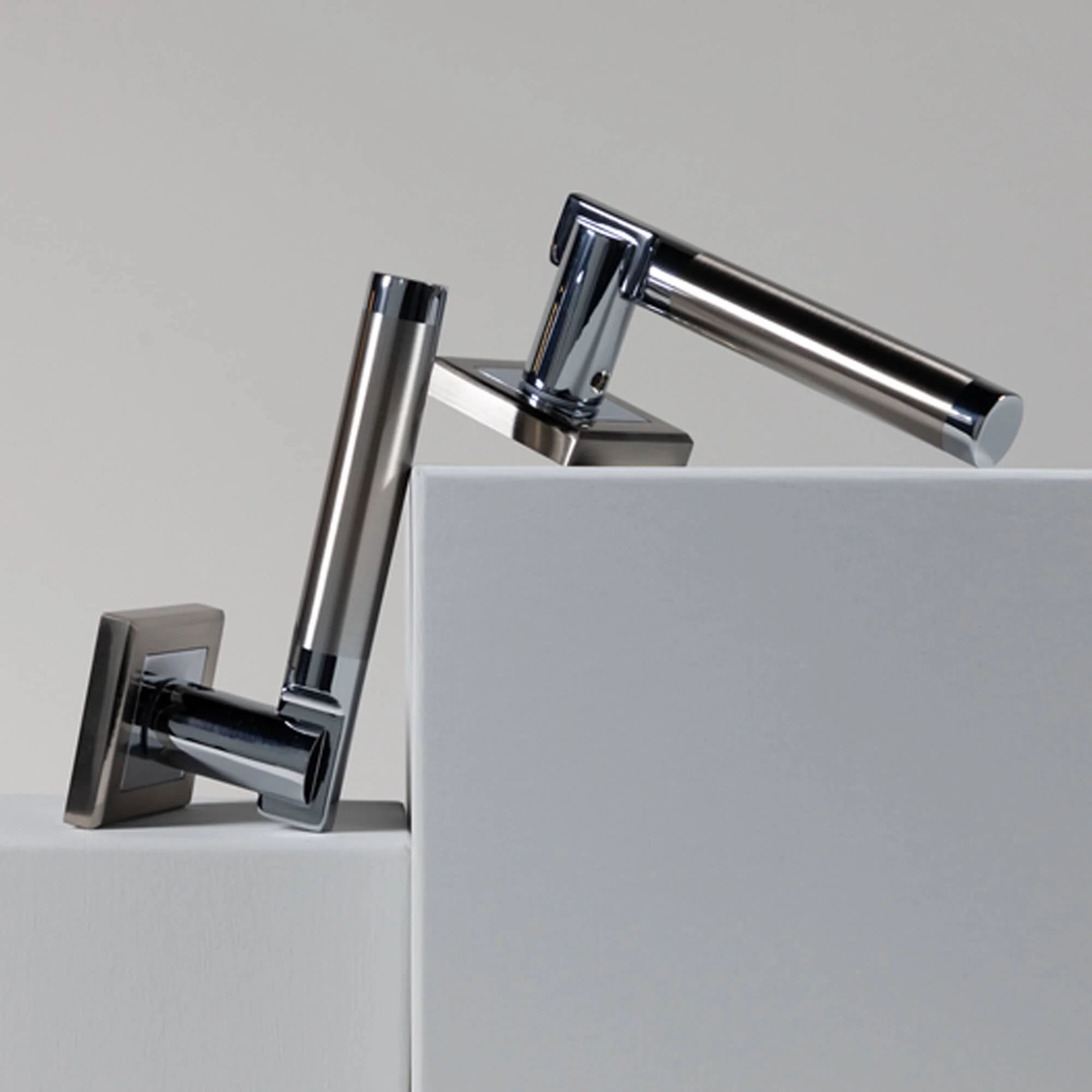 Cumulus Nickel Brushed & Polished Chrome Square Rose Handle - Image 4