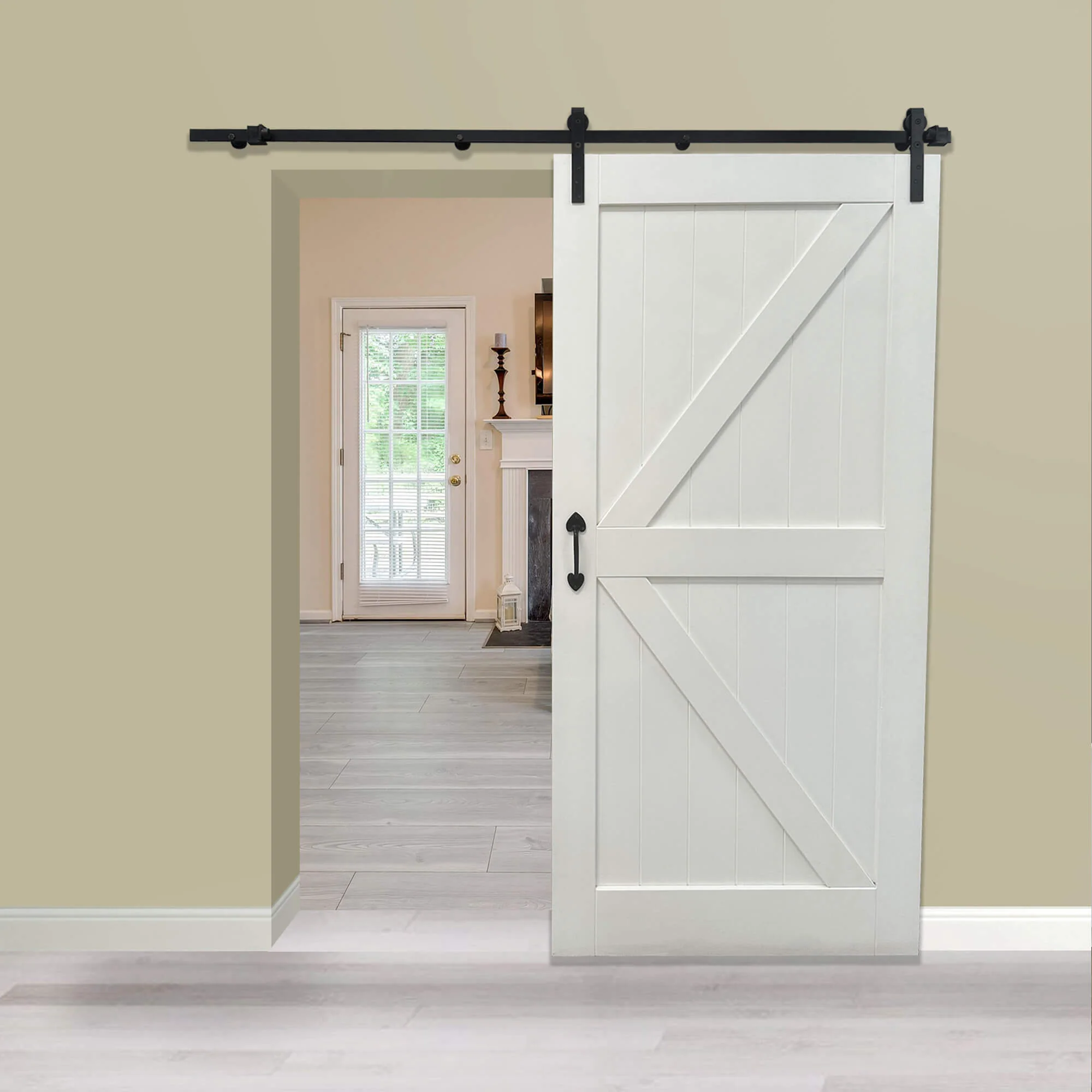 Easton White Primed Barn Door Set (40mm) - Image 3