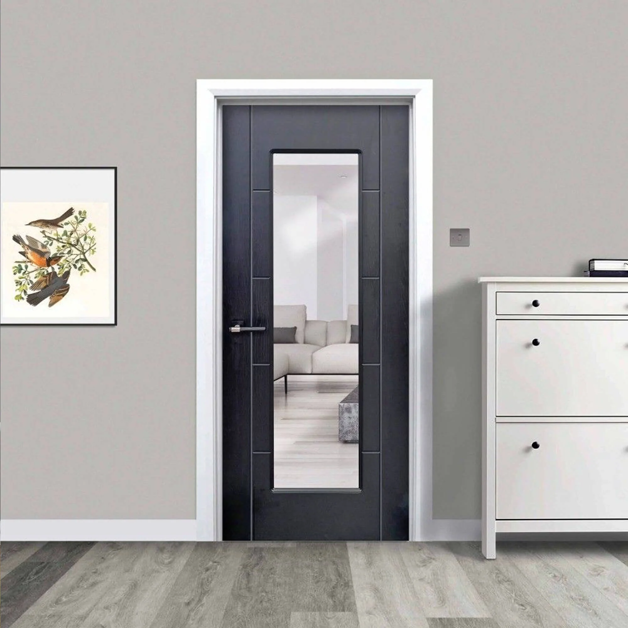 Iseo Black Ash 1 Lite Pre-Glazed Laminate Door (35mm) - Image 5