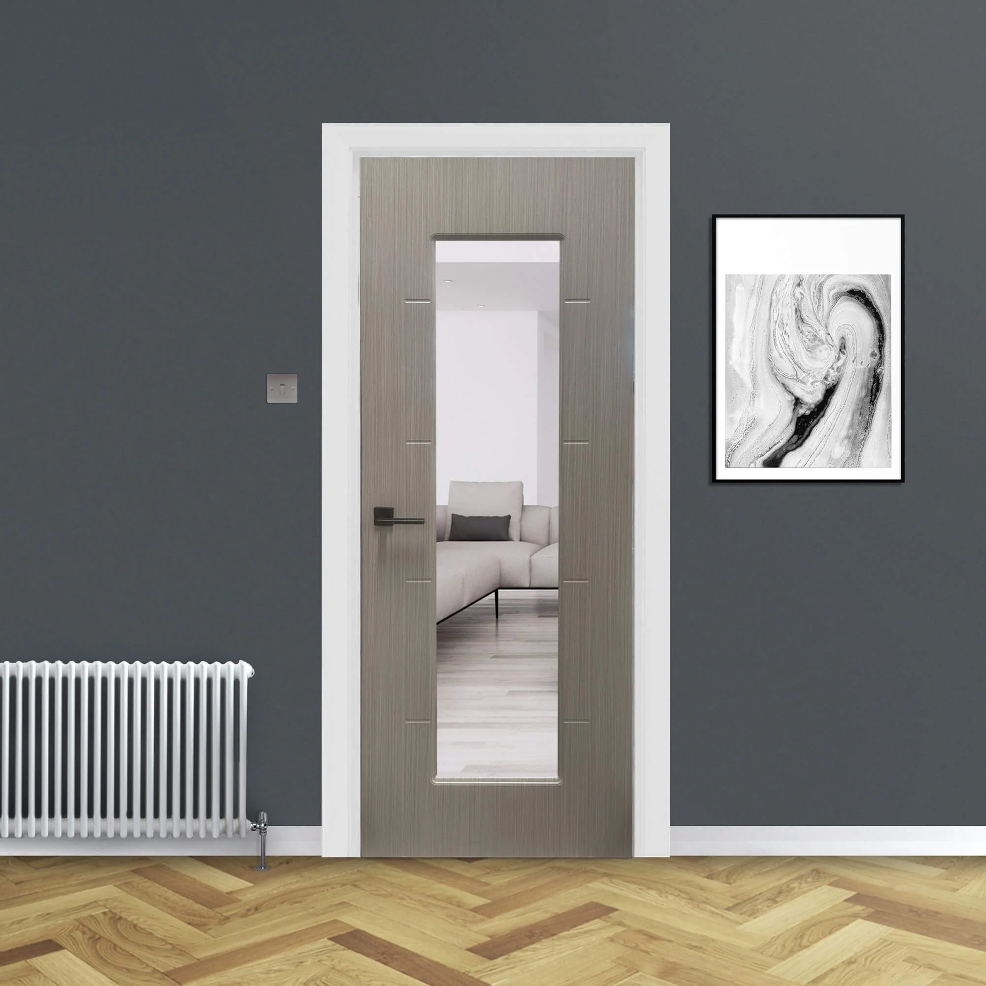 Iseo Nova Grey 1 Lite Pre-Glazed Laminate Door (35mm) - Image 5