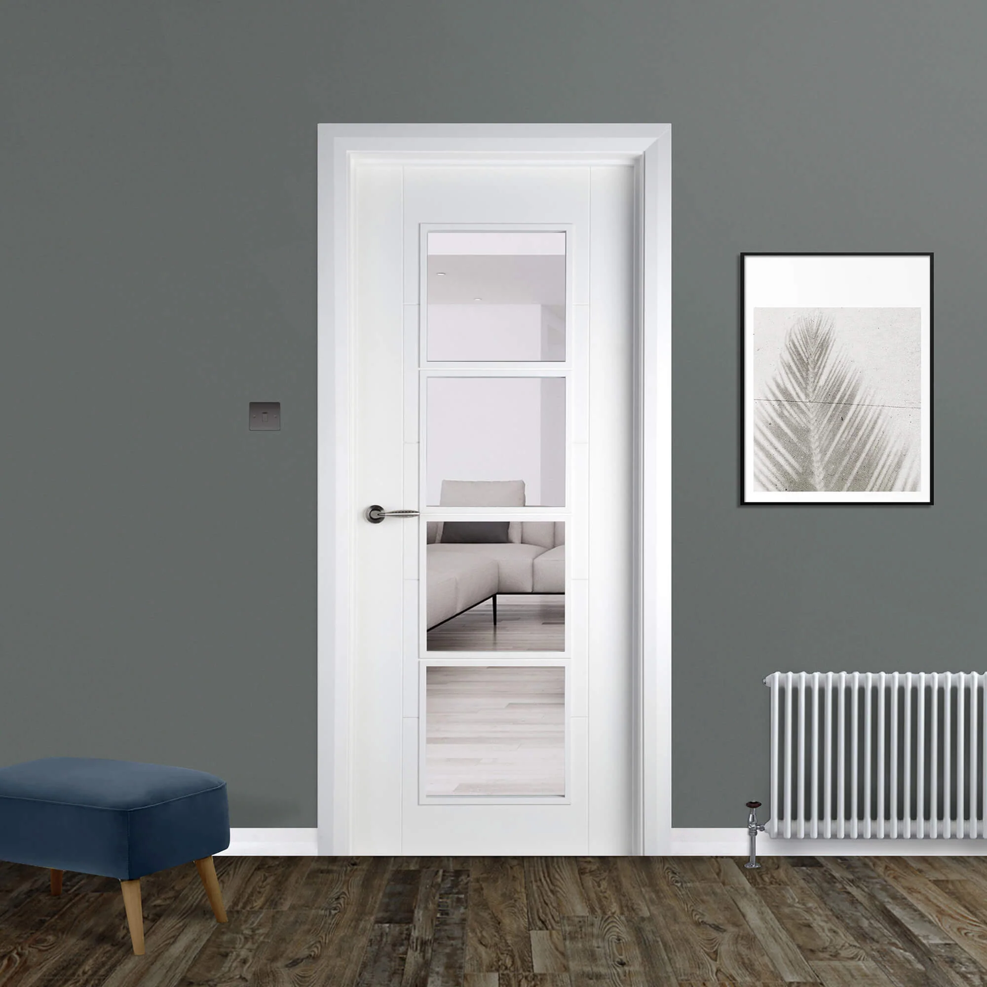 Iseo White Primed 4 Lite Pre-Glazed Door (40mm) - Image 3