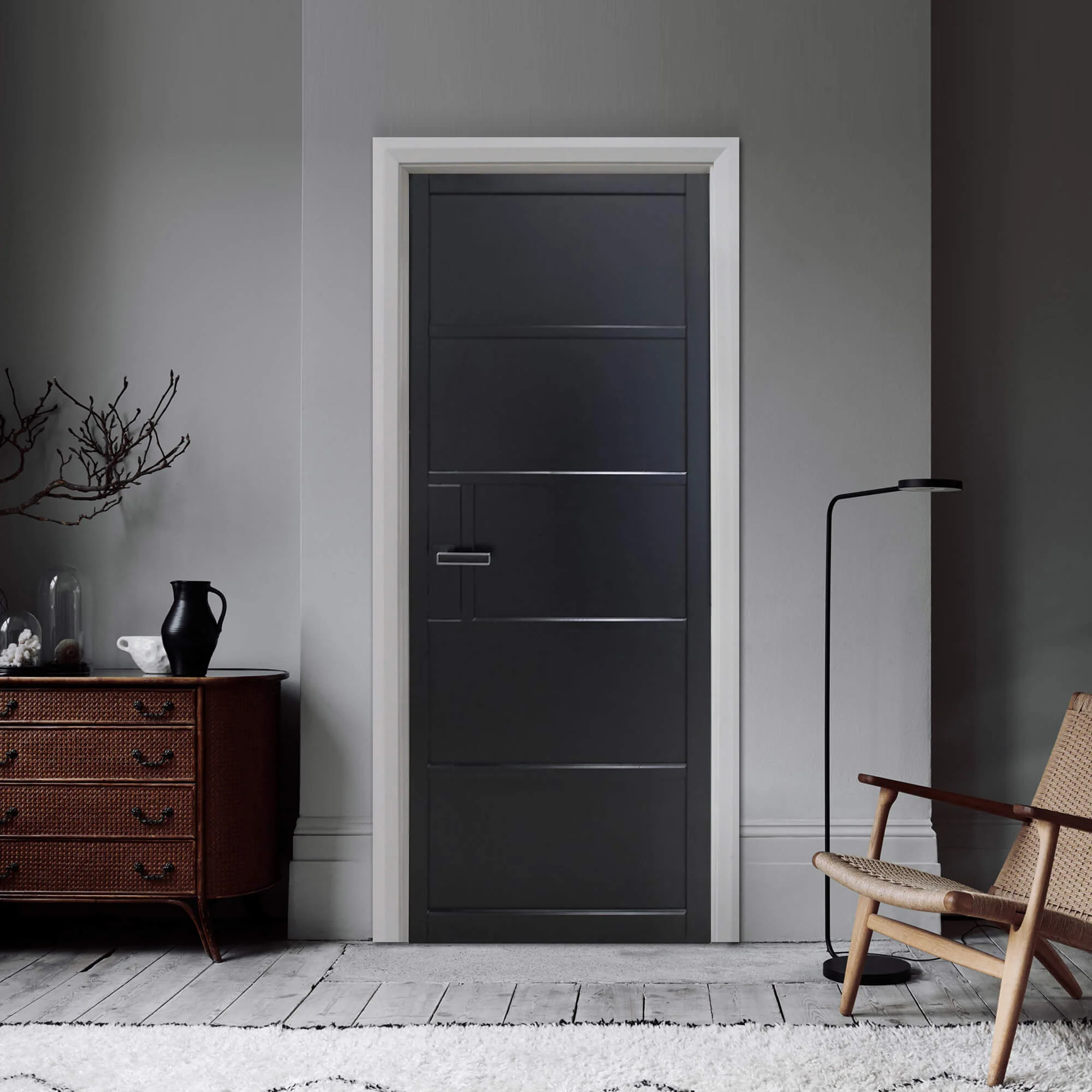 Kew Black Primer Plus 5 Panel Door (40mm) - Image 3