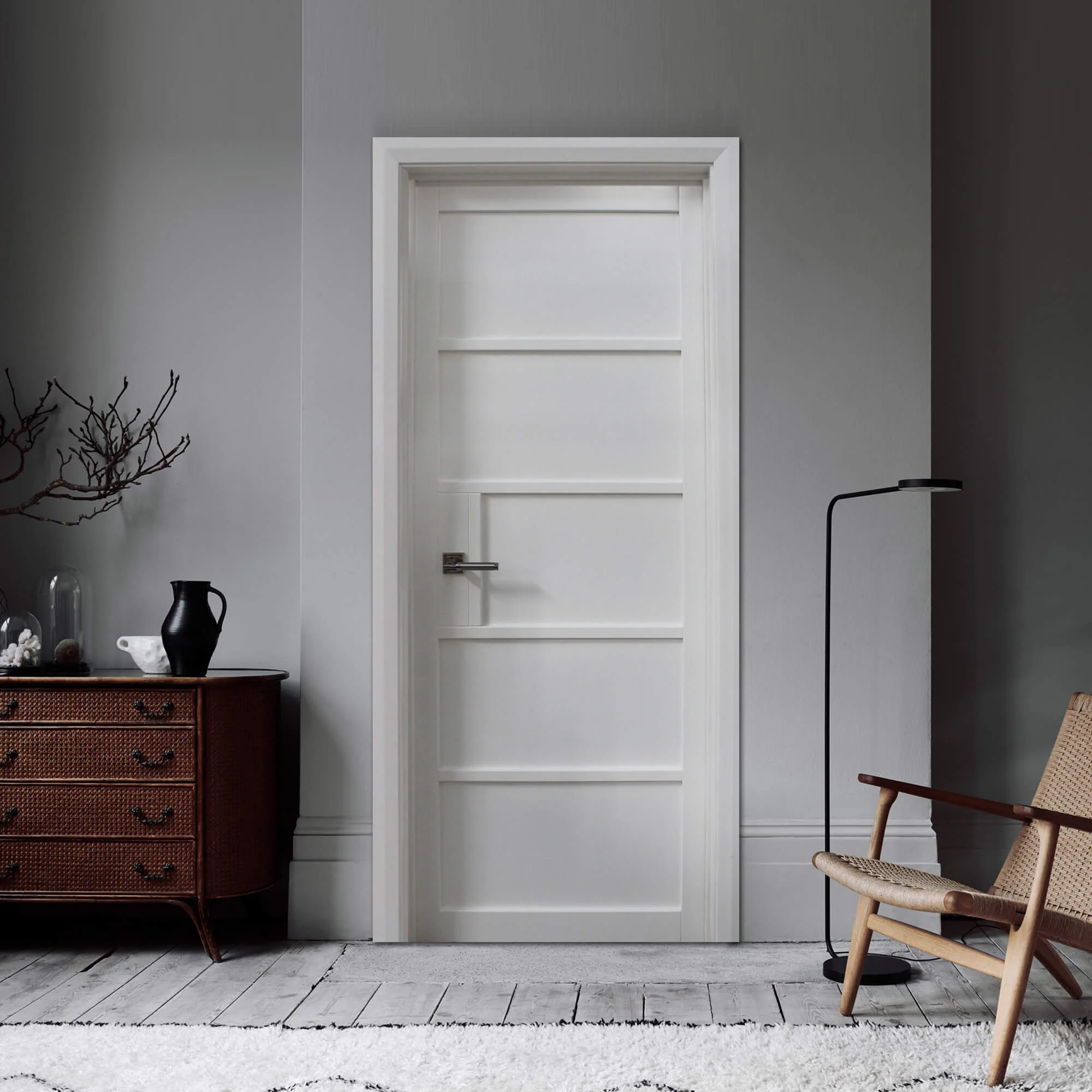 Kew White Primer Plus 5 Panel Door (40mm) - Image 5