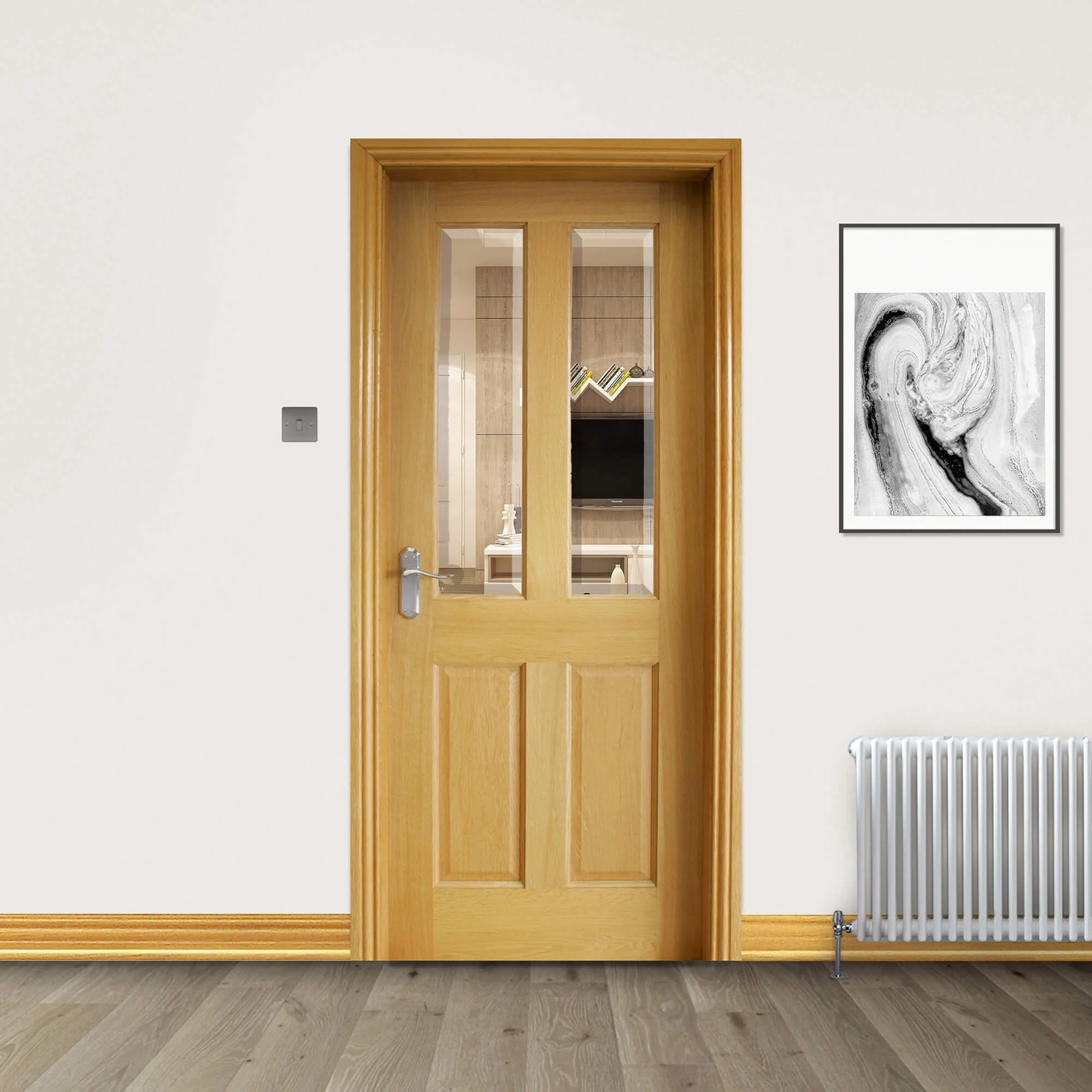 Oxford White Oak Bevelled Pre-Glazed Door (40mm) - Image 5