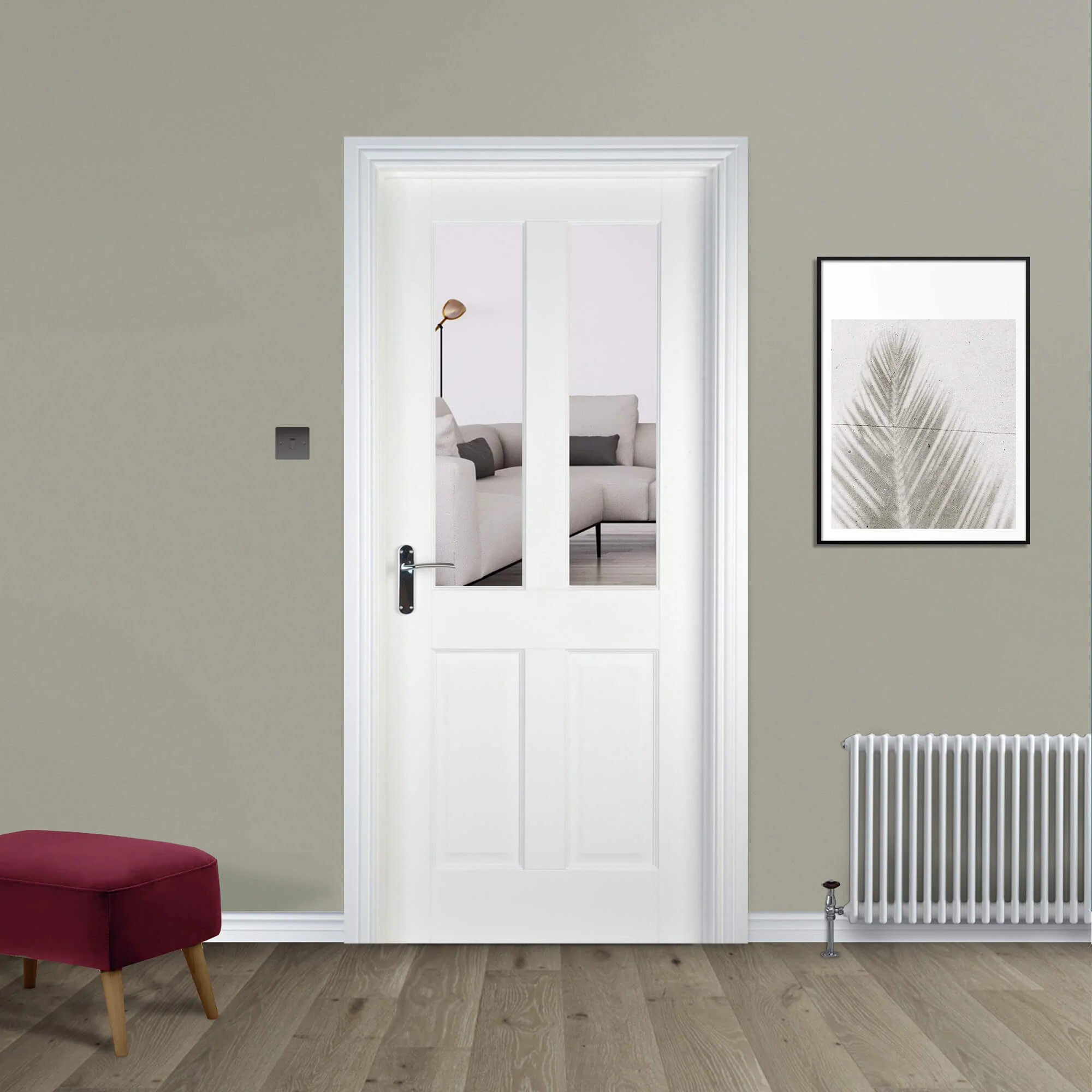 Oxford White Primed Pre-Glazed Door (40mm) - Image 3