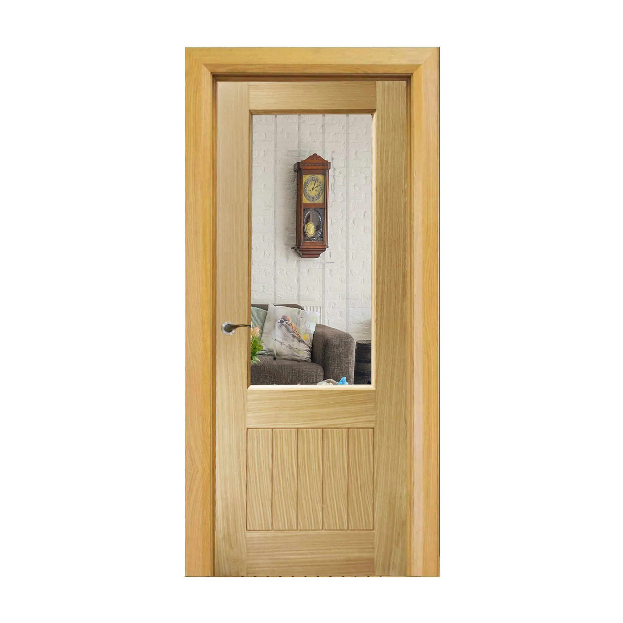 Panama White Oak 1 Lite Diamond Cut Pre-Glazed Door (35mm) - Image 2