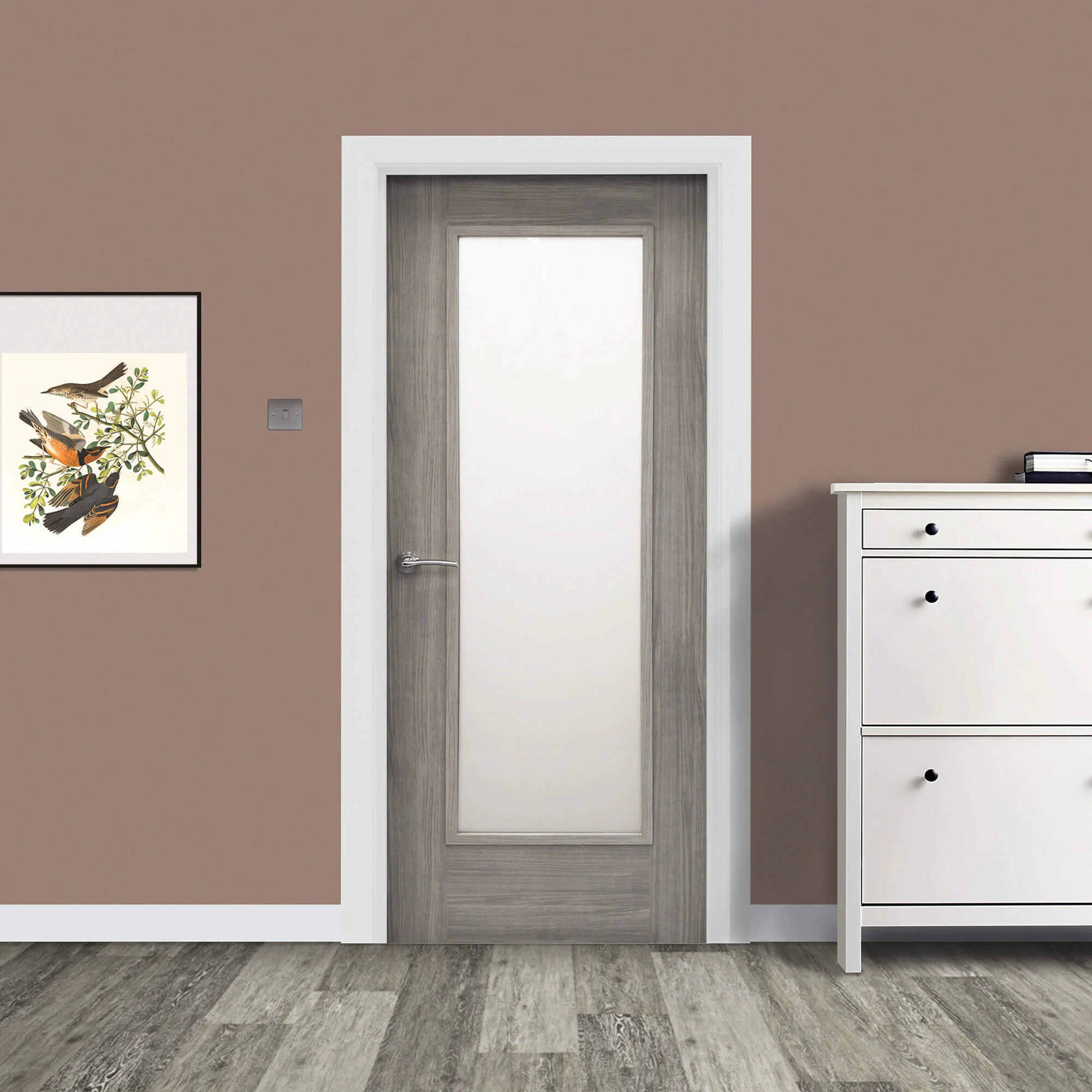 Shaker Lava Grey 1 Lite Unglazed Laminate Door (40mm) - Image 3