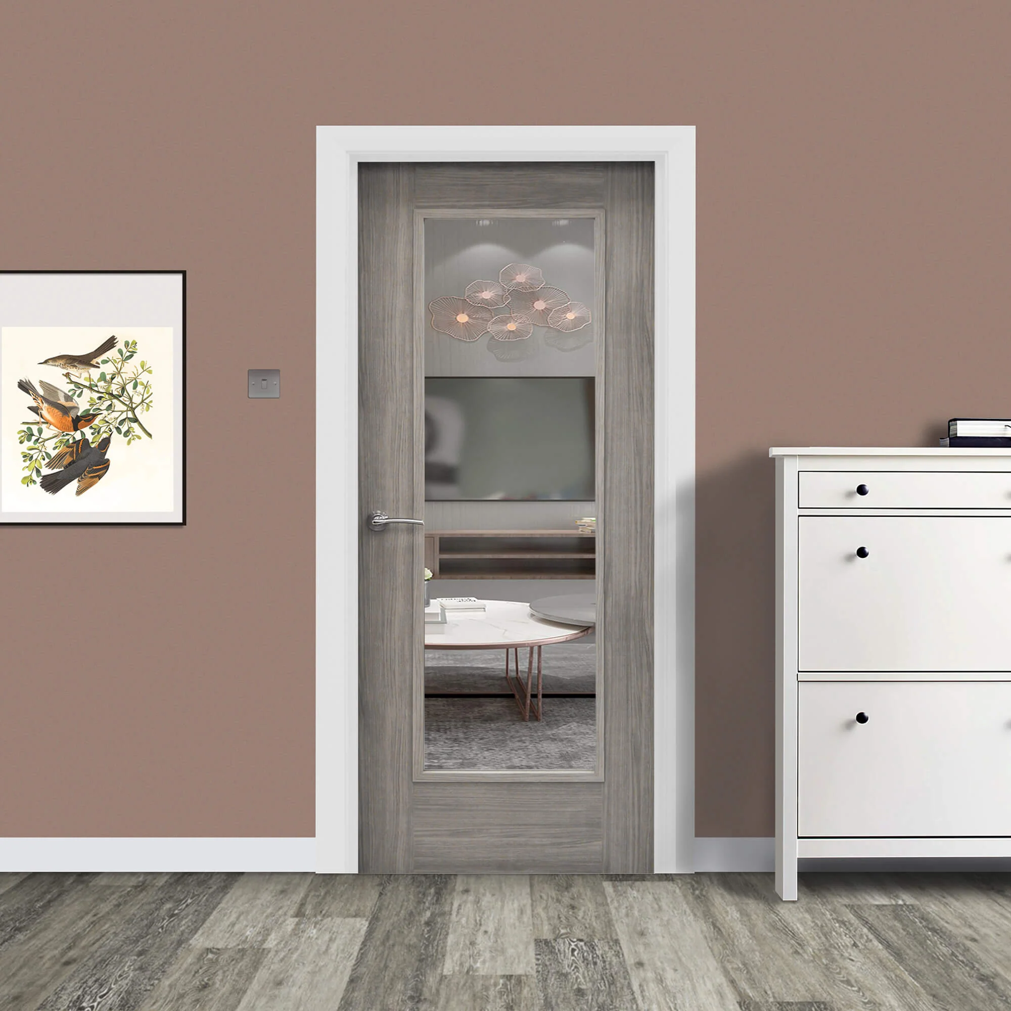 Shaker Lava Grey 1 Lite Unglazed Laminate Door (40mm) - Image 6