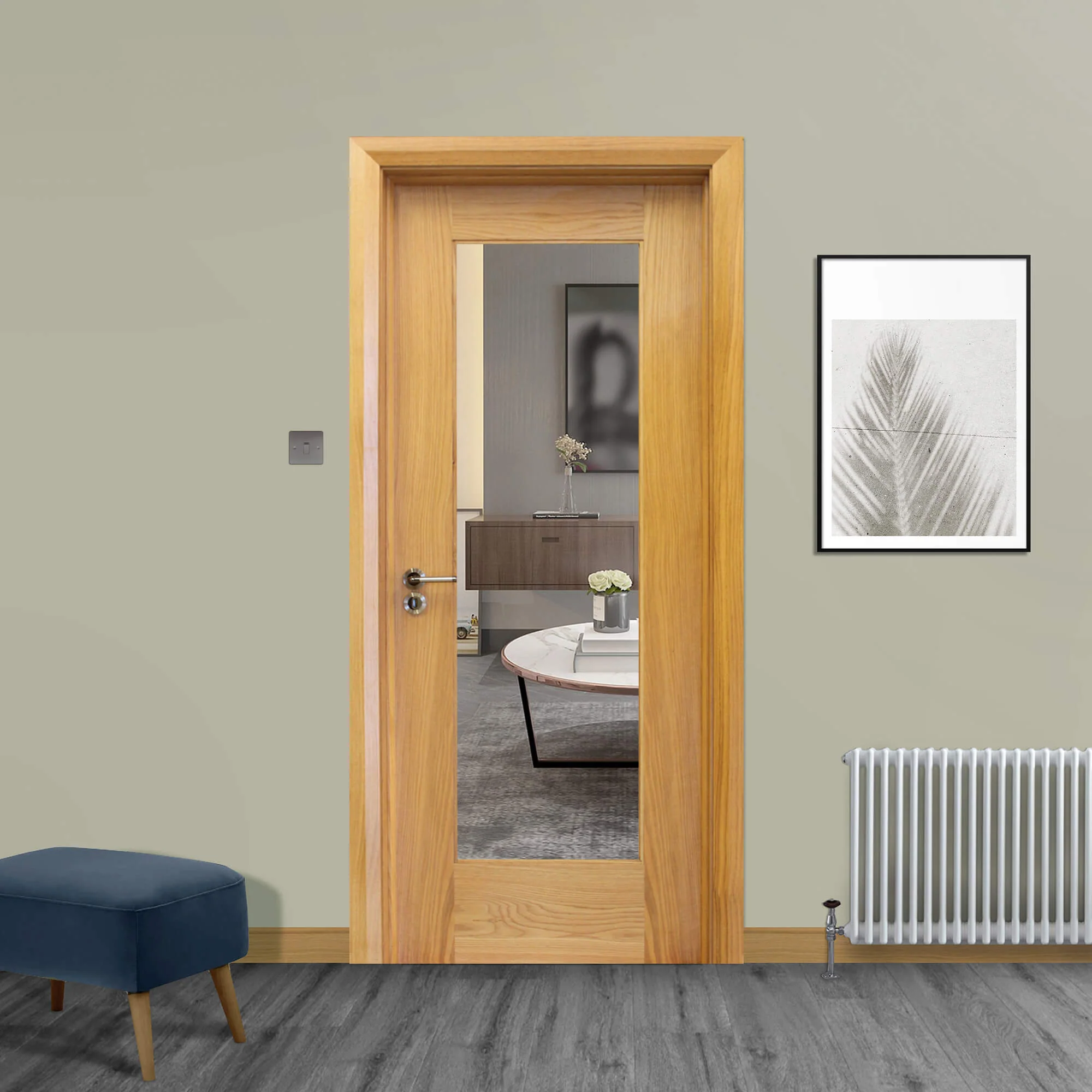 Shaker White Oak 1 Lite Unglazed Door (40mm) - Image 3
