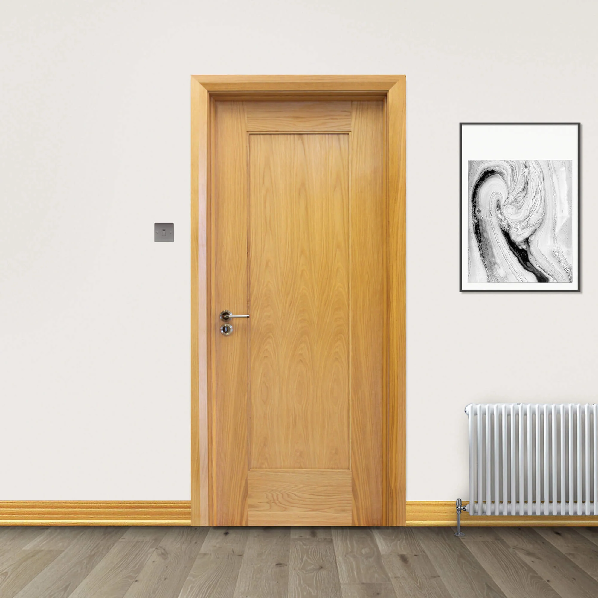 Shaker White Oak 1 Panel Door (40mm) - Image 5