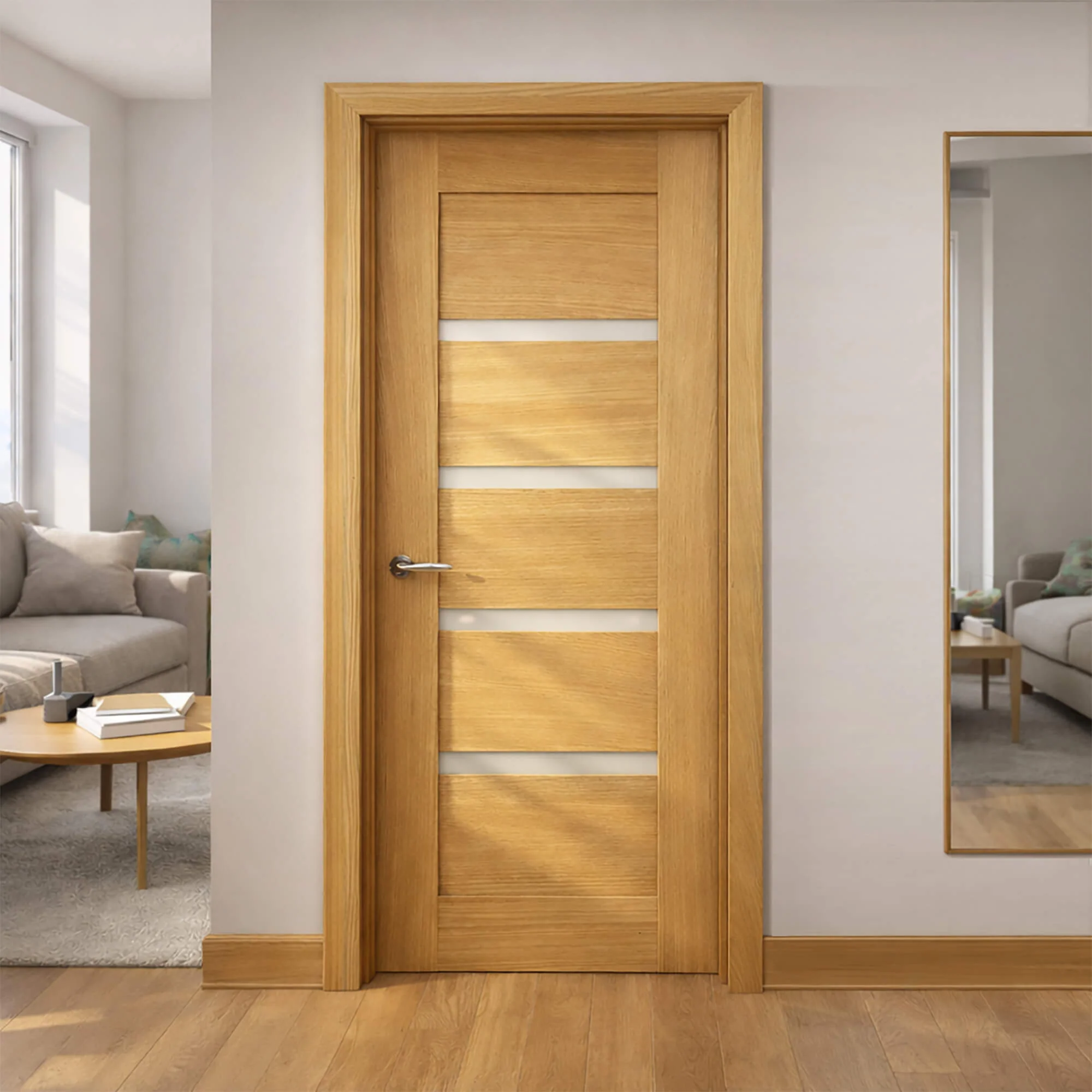 Shaker White Oak Vision Panel Door Pre-Glazed (40mm) - Image 4