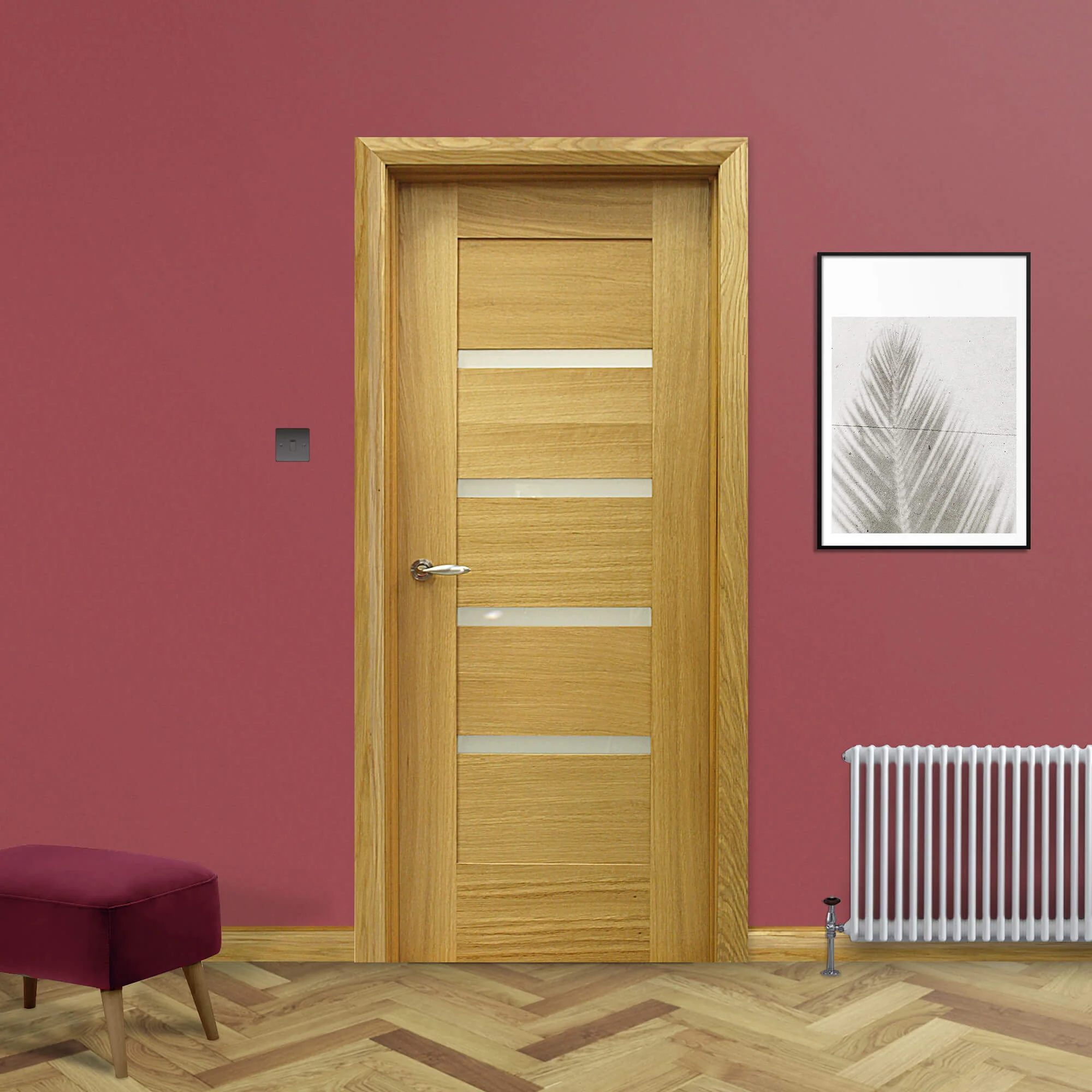 Shaker White Oak Vision Panel Door Pre-Glazed (40mm) - Image 5