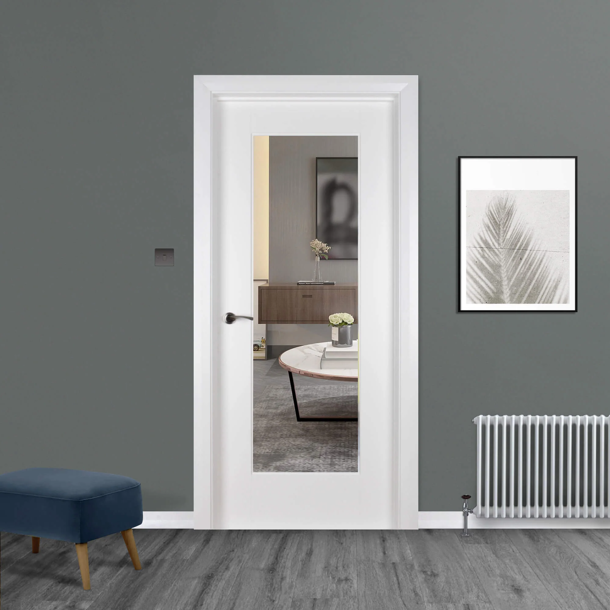 Shaker White Primed 1 Lite Pre-Glazed Door (40mm) - Image 3