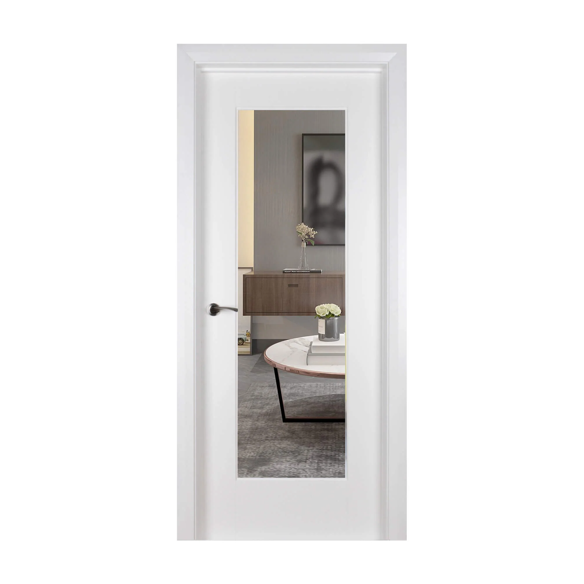 Shaker White Primed 1 Lite Unglazed Door (40mm) - Image 4