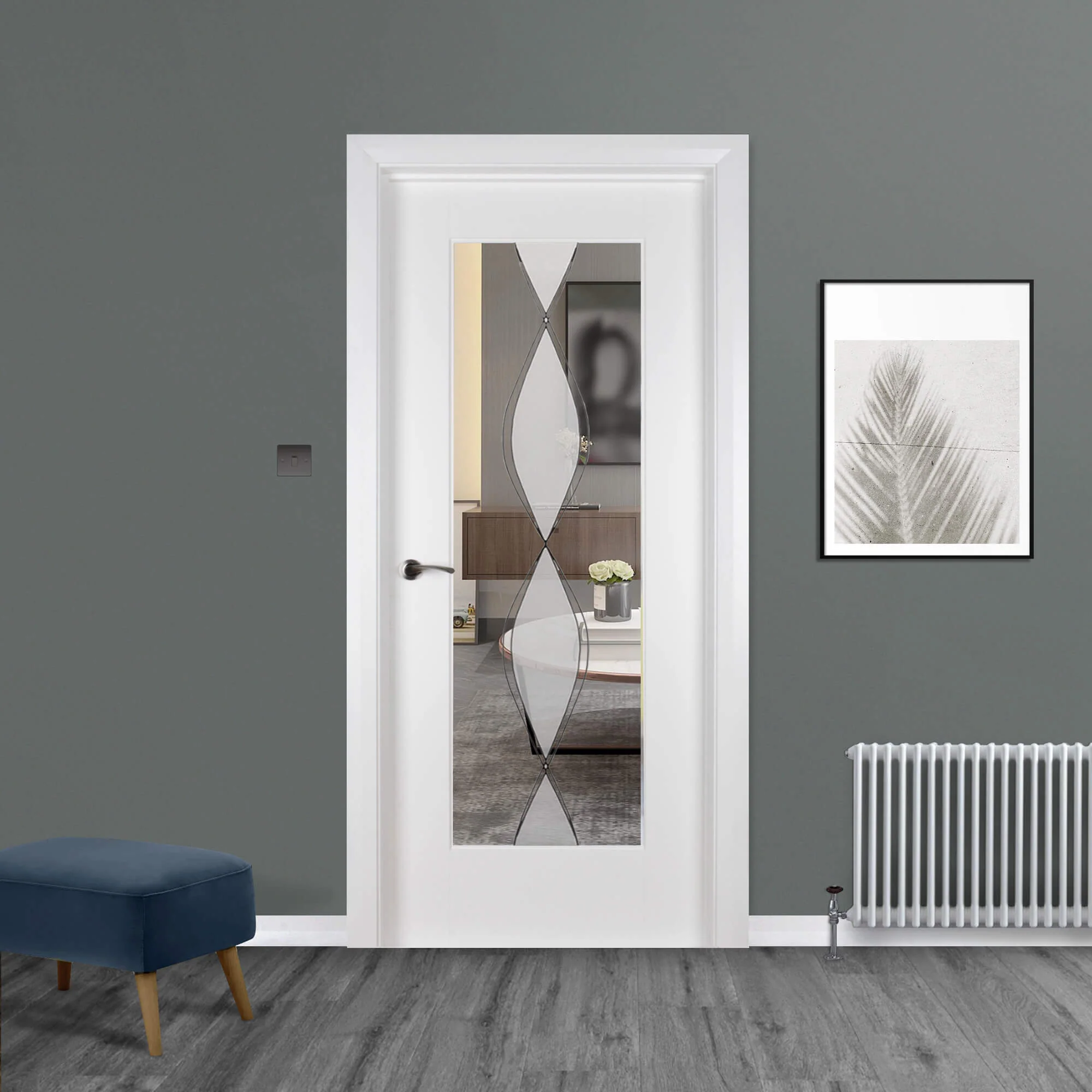 Shaker White Primed 1 Lite Unglazed Door (40mm) - Image 9