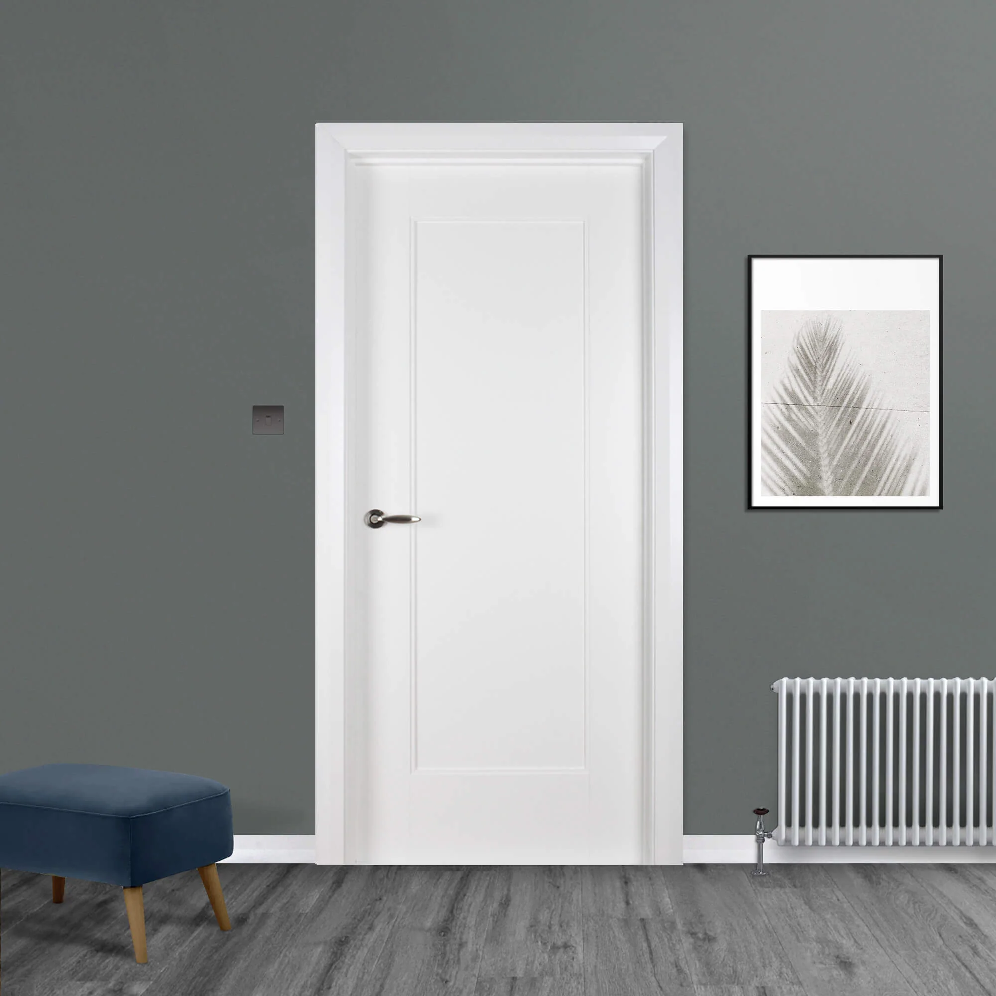 Shaker White Primed 1 Panel Door (40mm) - Image 3