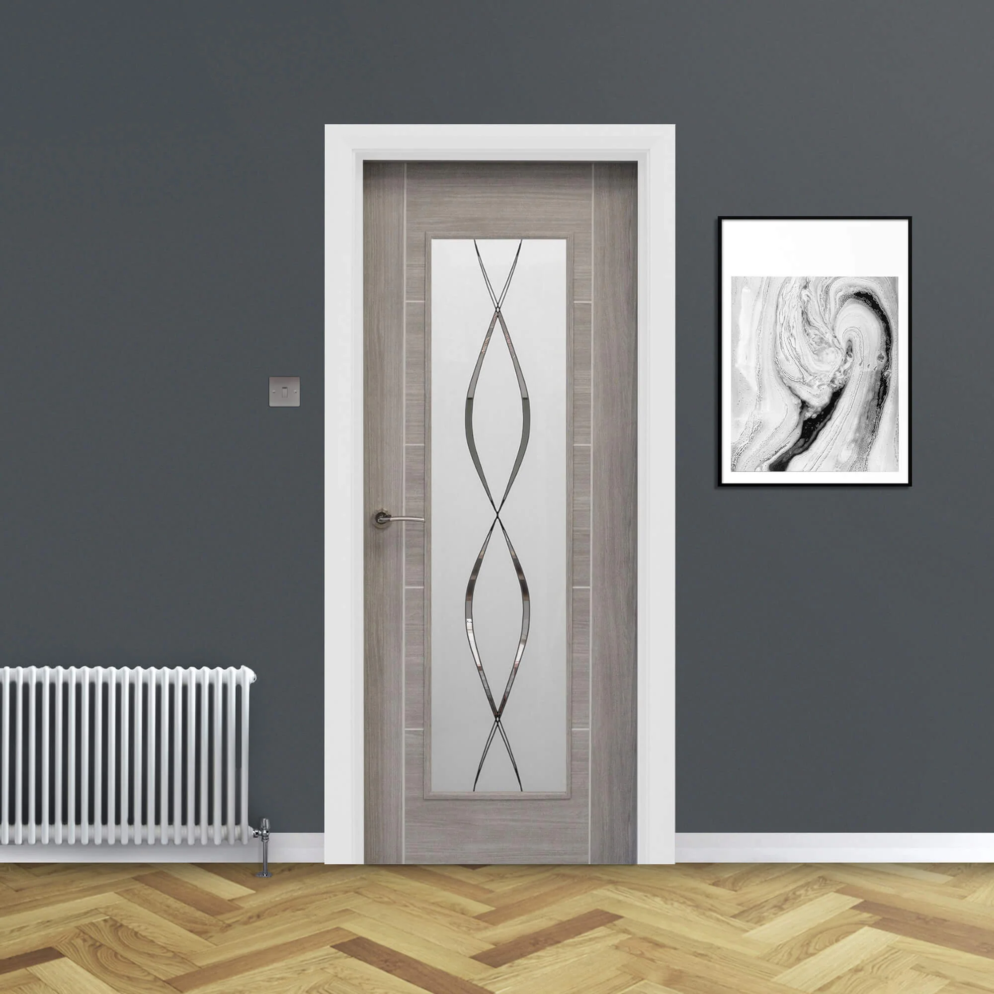Tigris Lava Grey 1 Lite Unglazed Laminate Door (40mm) - Image 7