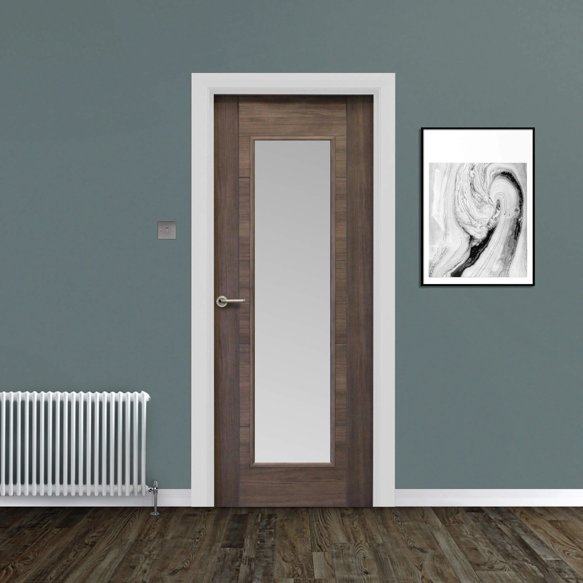 Tigris Walnut 1 Lite Unglazed Laminate Door (40mm) - Image 3