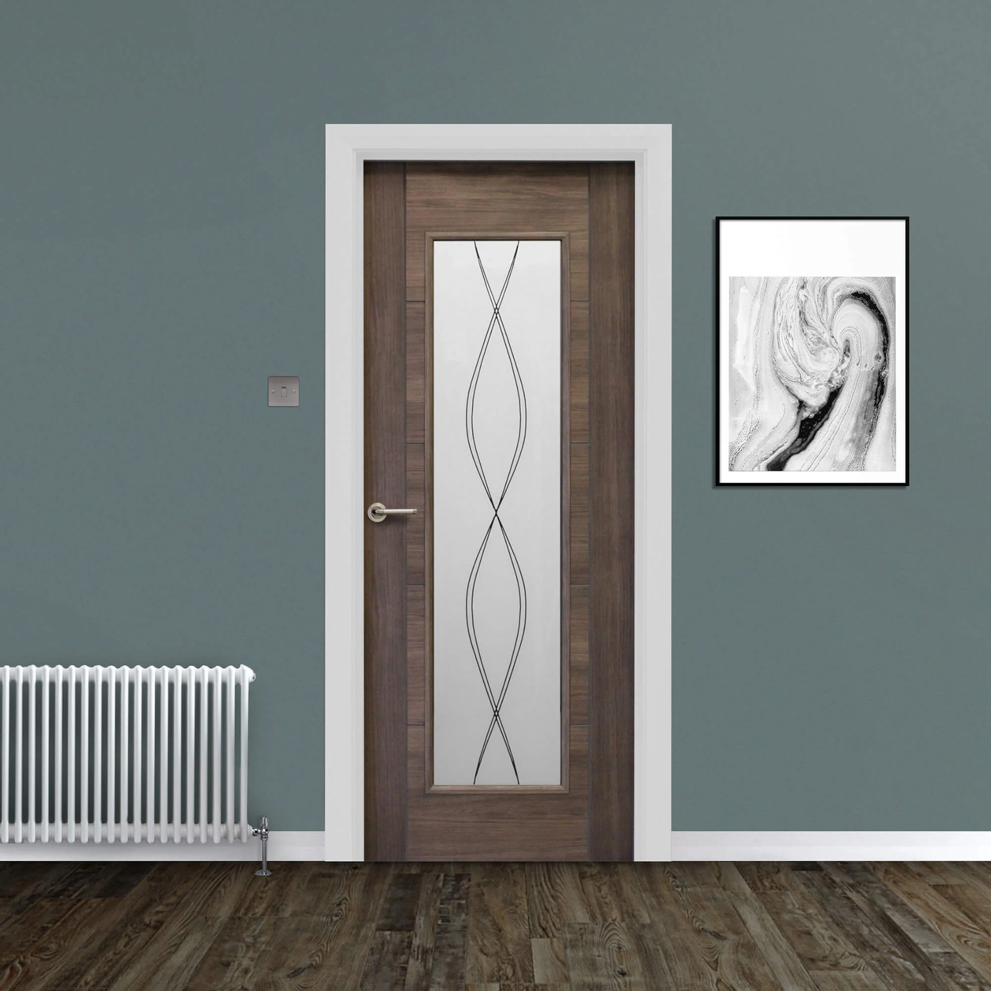 Tigris Walnut 1 Lite Unglazed Laminate Door (40mm) - Image 5