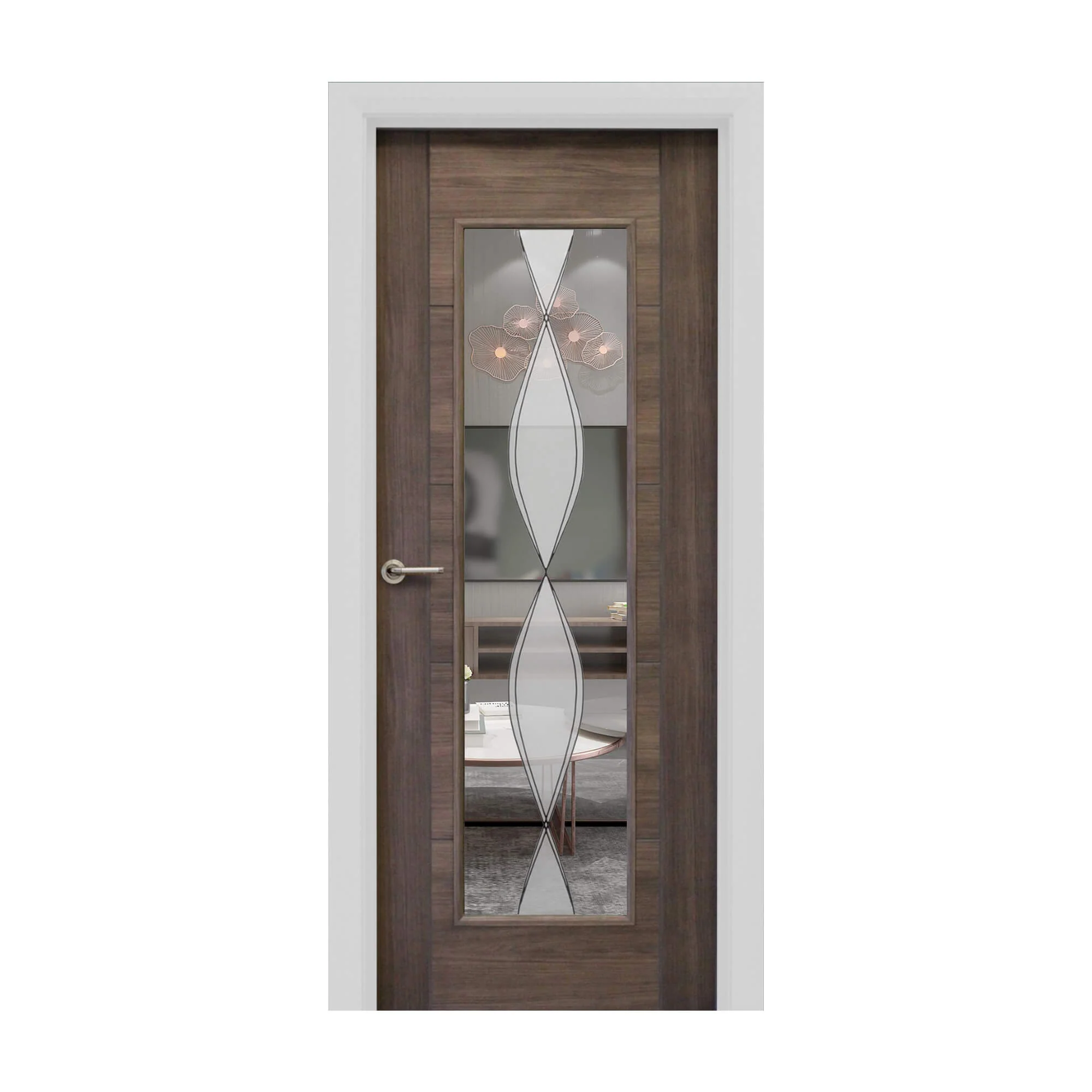 Tigris Walnut 1 Lite Unglazed Laminate Door (40mm) - Image 8