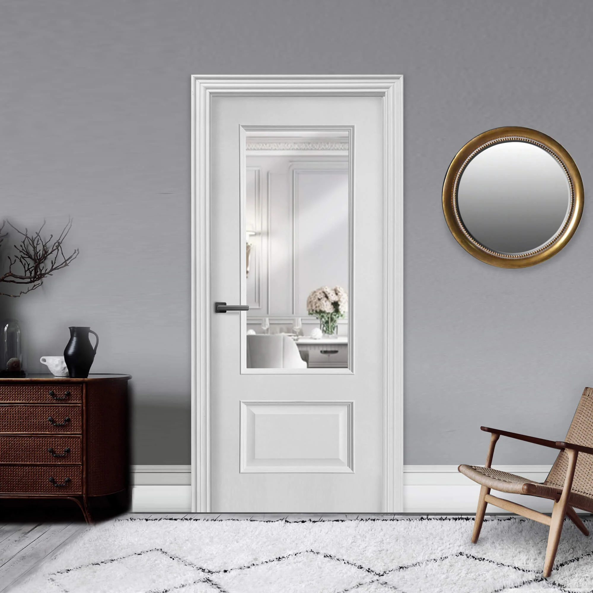 Toledo White Primer Plus 1 Lite Pre-Glazed Door (35mm) - Image 3
