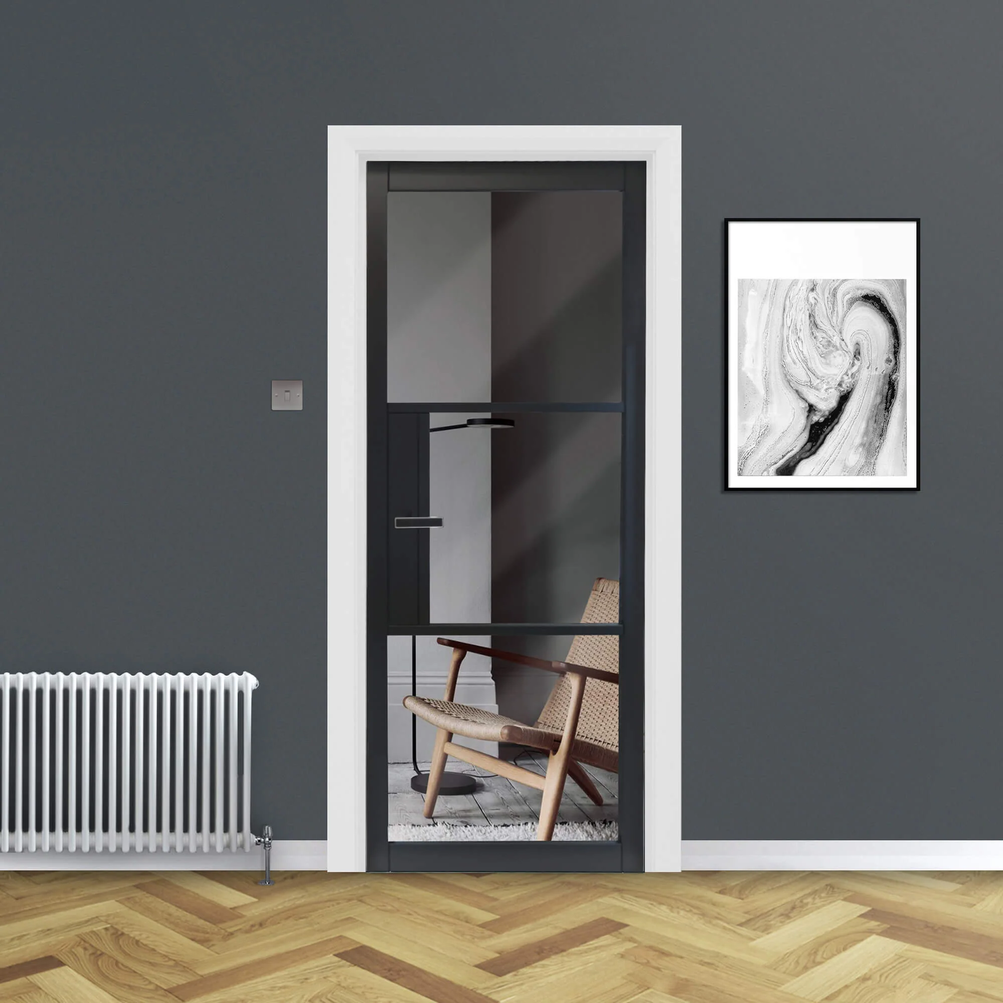 Tribeca Black Primer Plus 3 Lite Pre-Glazed Door (40mm) - Image 3