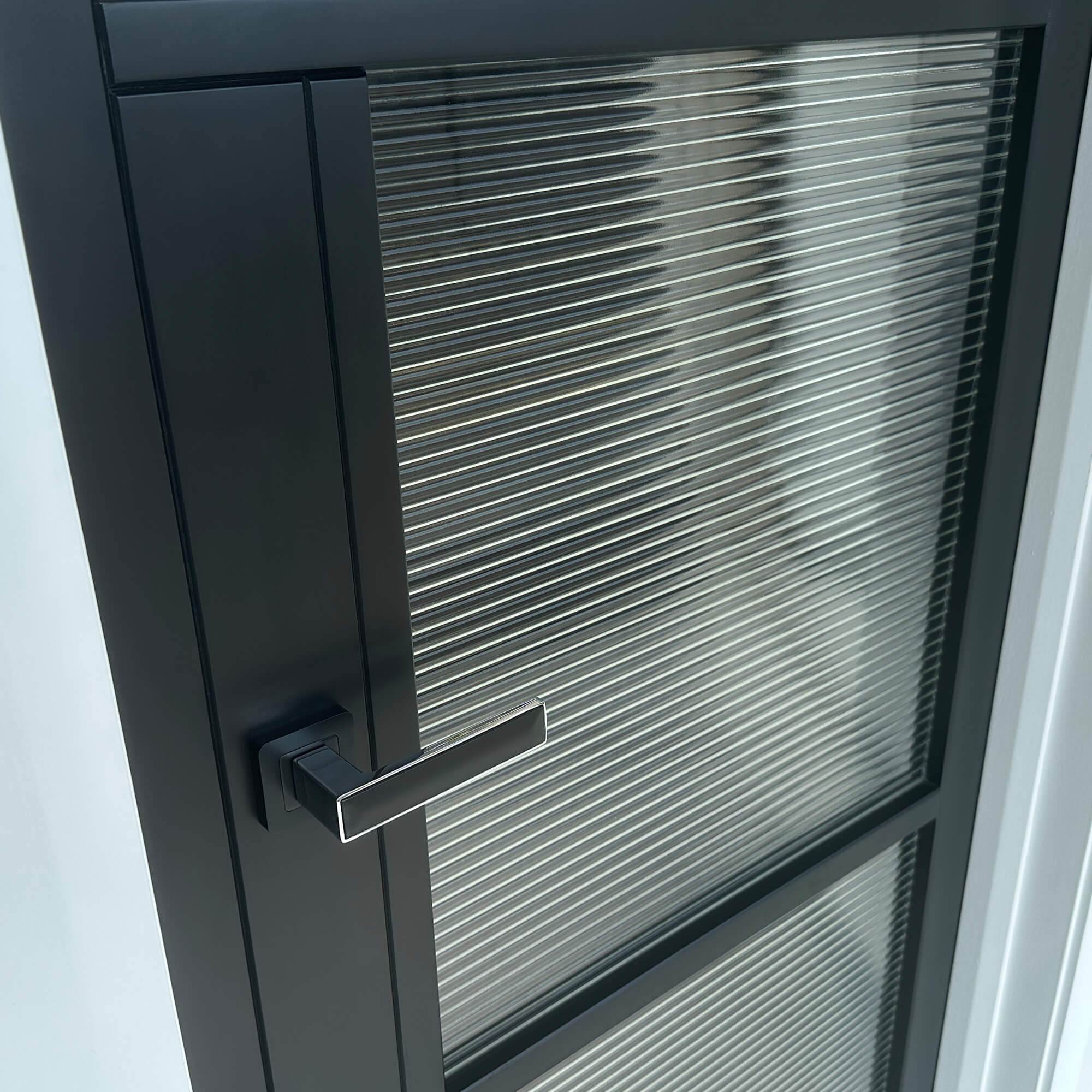 Tribeca Black Primer Plus 3 Lite Reeded Glass Door (40mm) - Image 3
