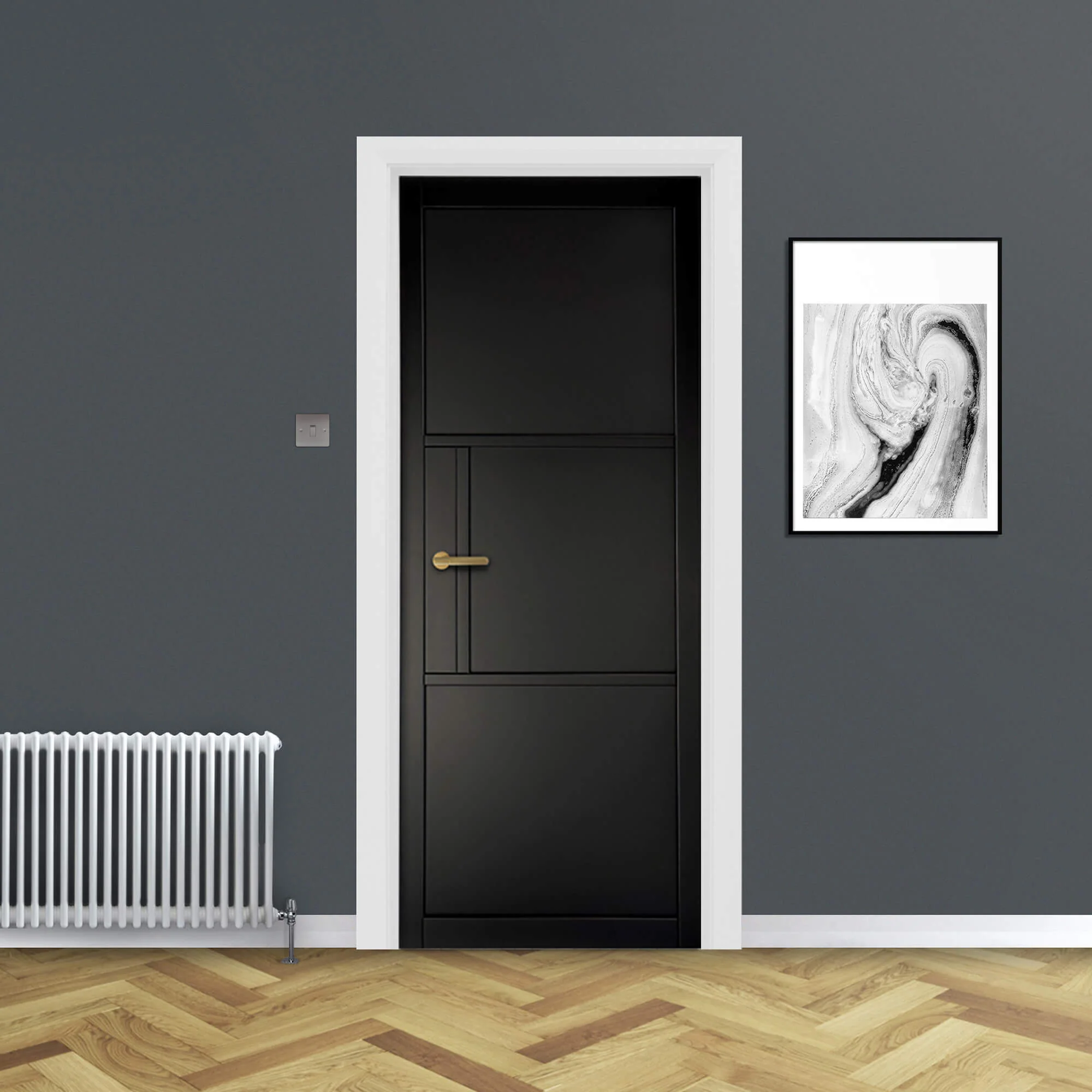 Tribeca Black Primer Plus 3 Panel Door (40mm) - Image 4