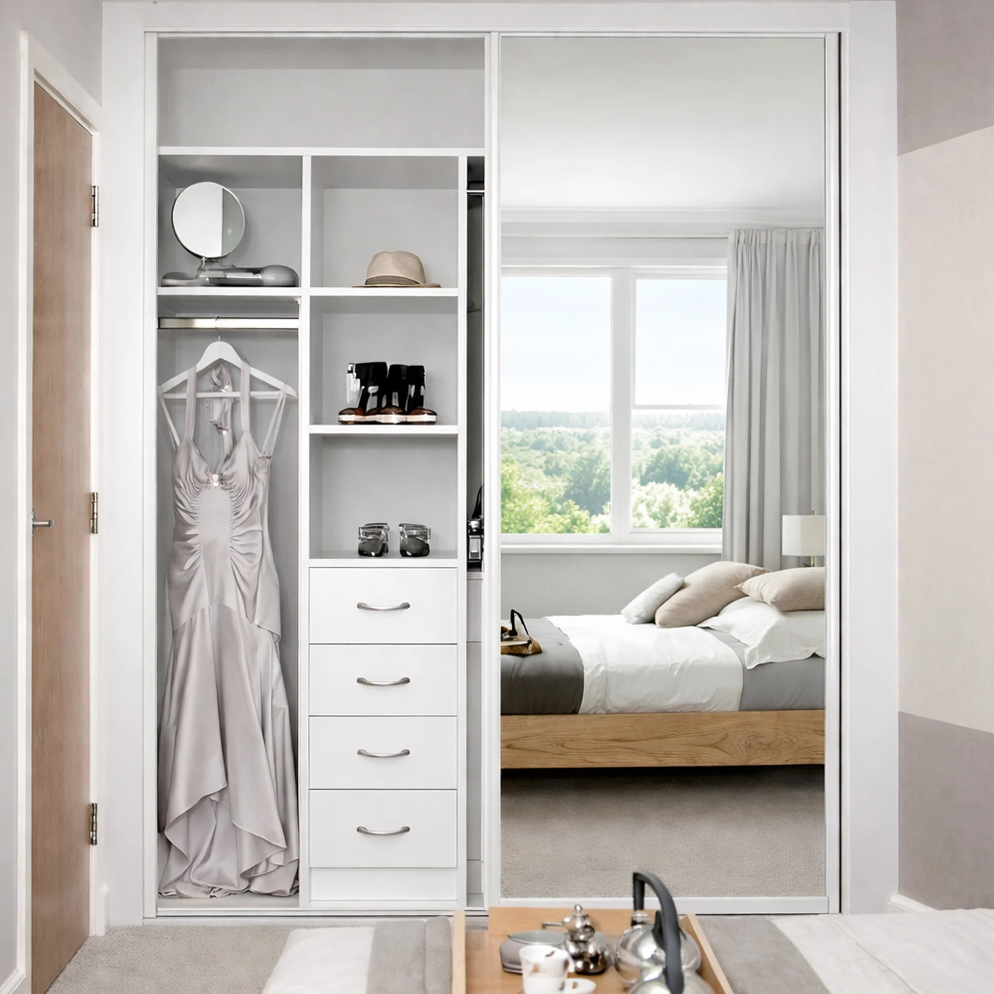 White Framed Mirror Doors - Image 3